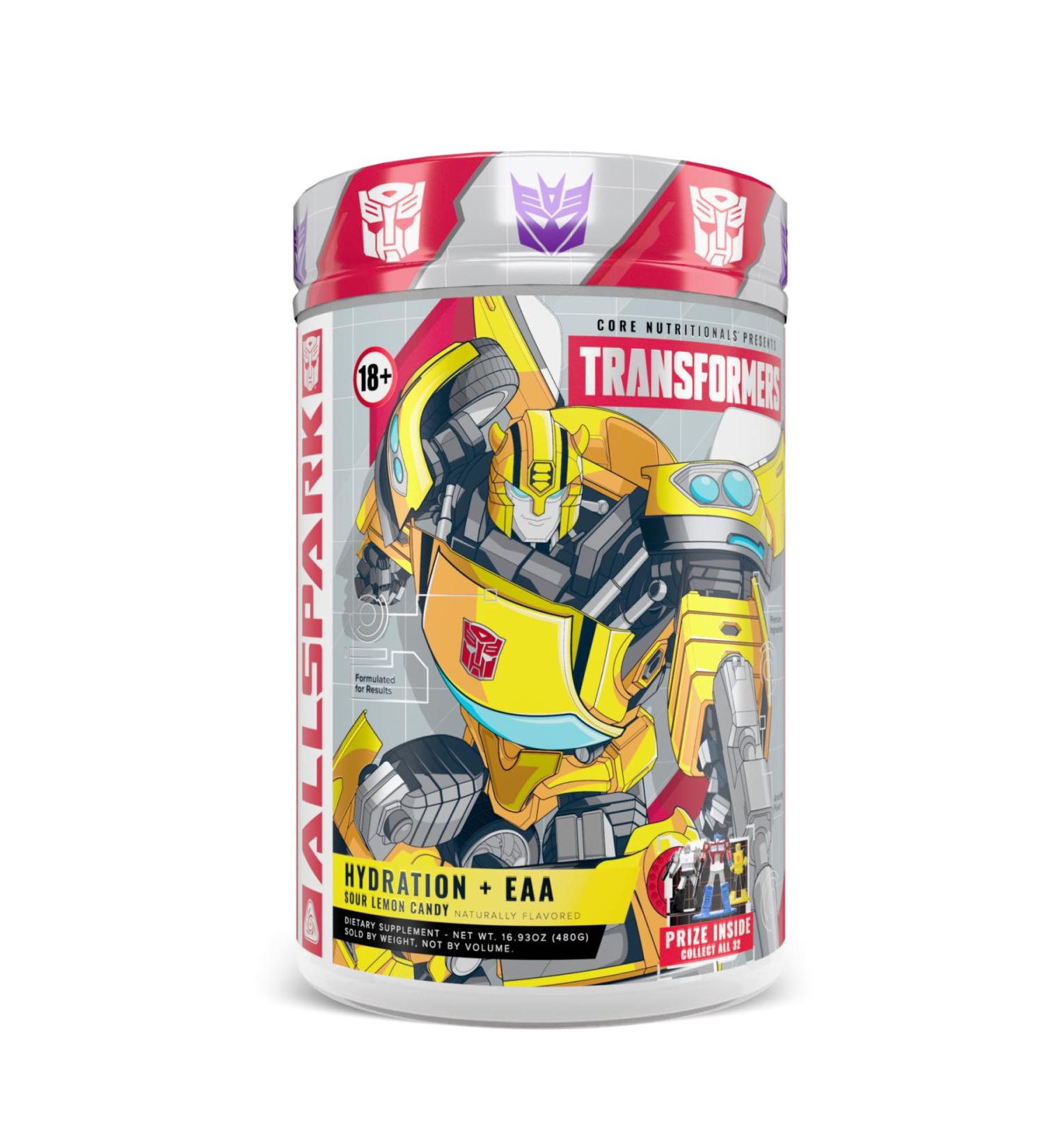 Core Nutritionals Transformers Allspark Hydration + EAA | Full Electrolyte Blend for Recovery | Free Prize Inside - Bumblebee | 30 Servings (Sour Lemon Candy) Sour Lemon Candy 30 Servings - Buy Online on GoSupps.com