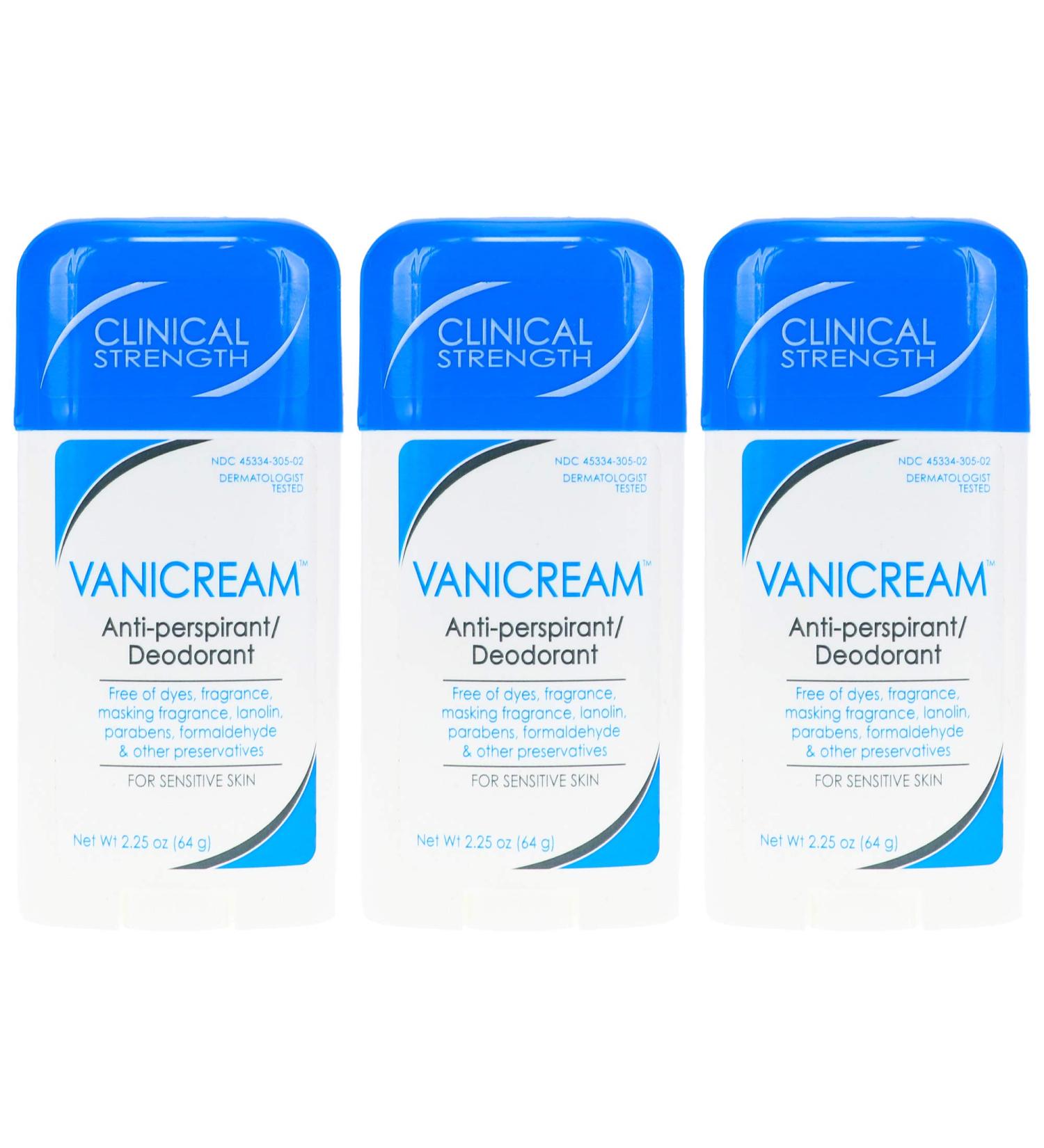 Vanicream Anti-Perspirant Deodorant Clinical Strength for Sensitive Skin 2.25oz - Pack of 3 - Buy Online on GoSupps.com