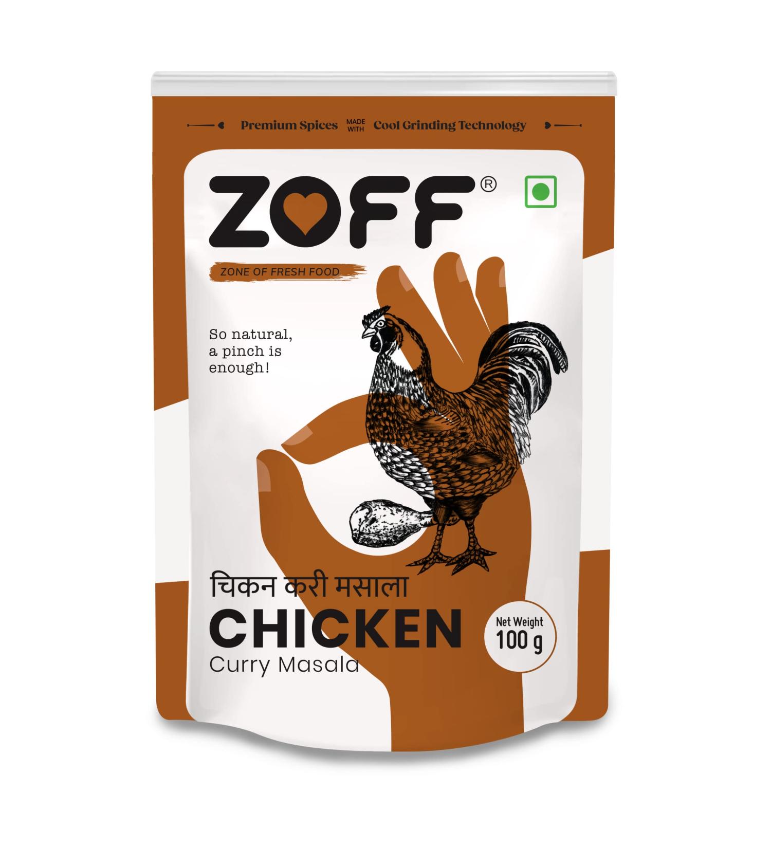 ZOFF Chicken Curry Masala (100g | 3.5oz) | All Natural | No Preservatives | Vegan - Buy Online on GoSupps.com