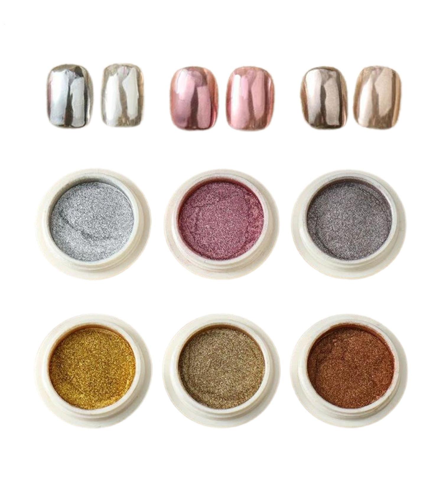Poudre de ongles chrom e ensemble de poudre chrom e ongles | 6 couleurs paillettes Fingernail Chrome | Shimmer Nail fournit de la poudre pour le festival les rencontres le maquillage l'Halloween 01 UN - Buy Online on GoSupps.com
