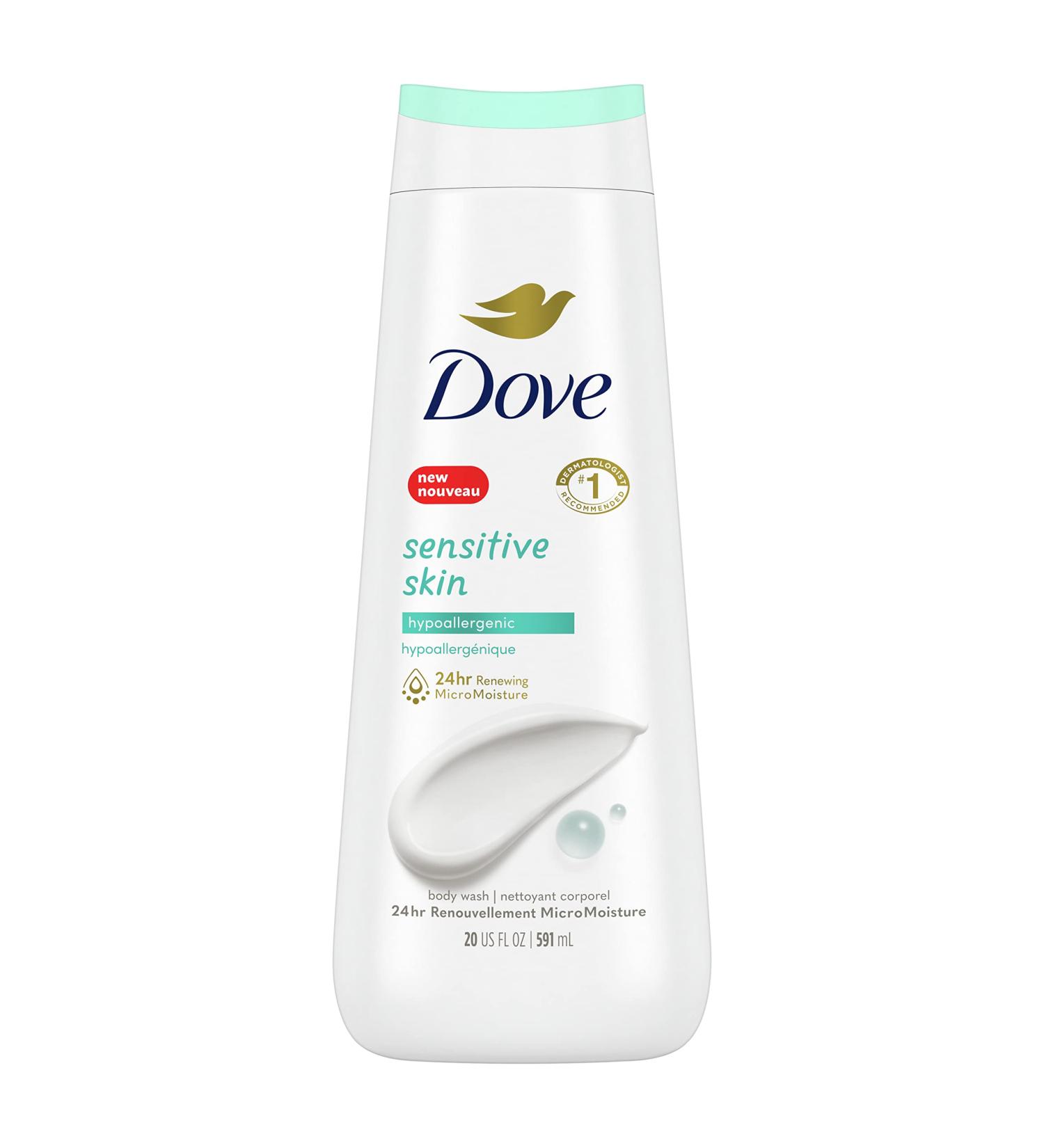 Dove Sensitive Skin Body Wash 20 oz - Hypoallergenic, Paraben-Free, Sulfate-Free, Cruelty-Free, Moisturizing Cleanser - Unscented - 22 Fl Oz (Pack of 1) - Buy Online on GoSupps.com