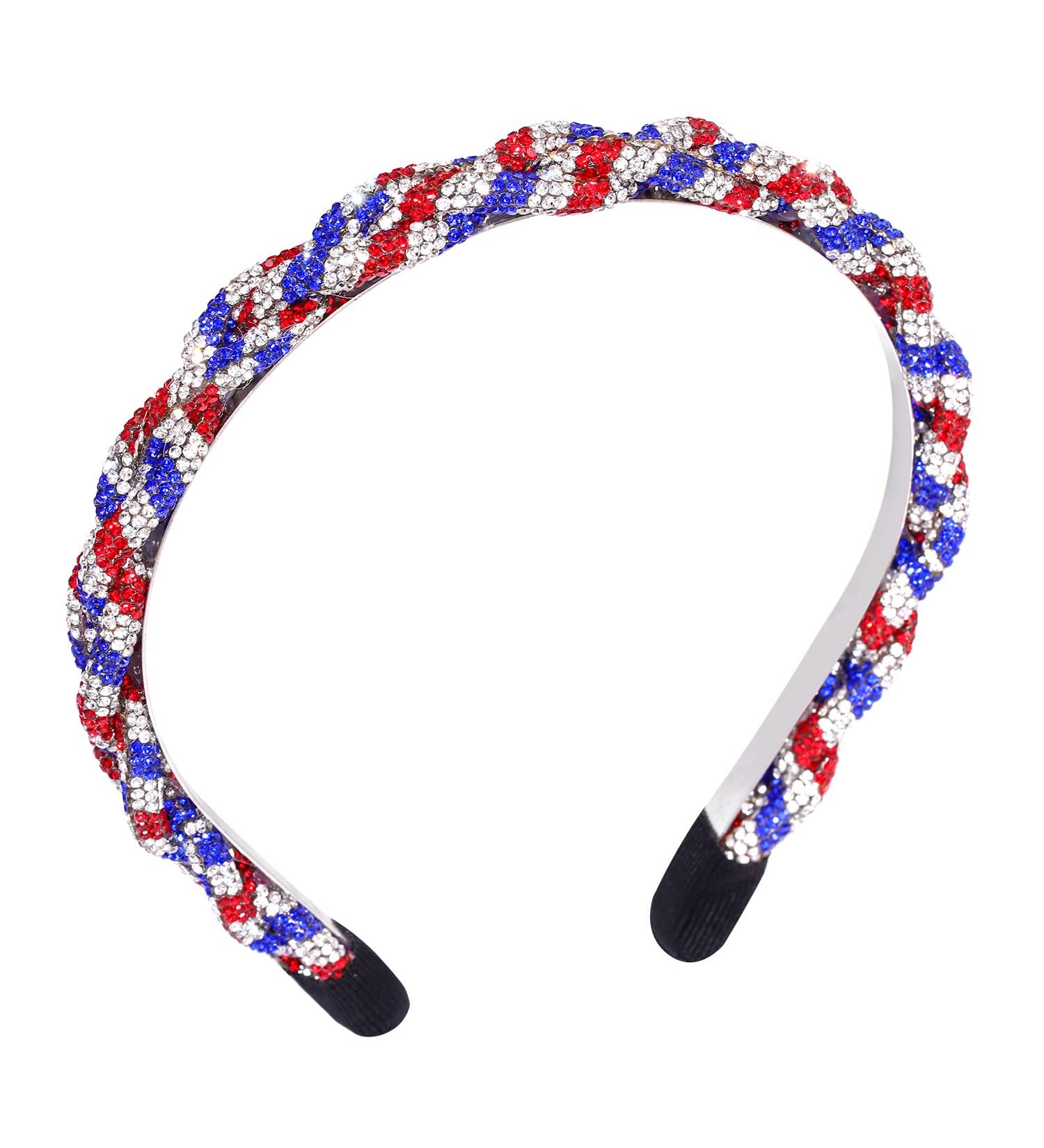 Patriotic Rhinestone Twist Headband for Women | Red White Blue Crystal Hairband for 4th of July Holiday Party - Buy Online on GoSupps.com