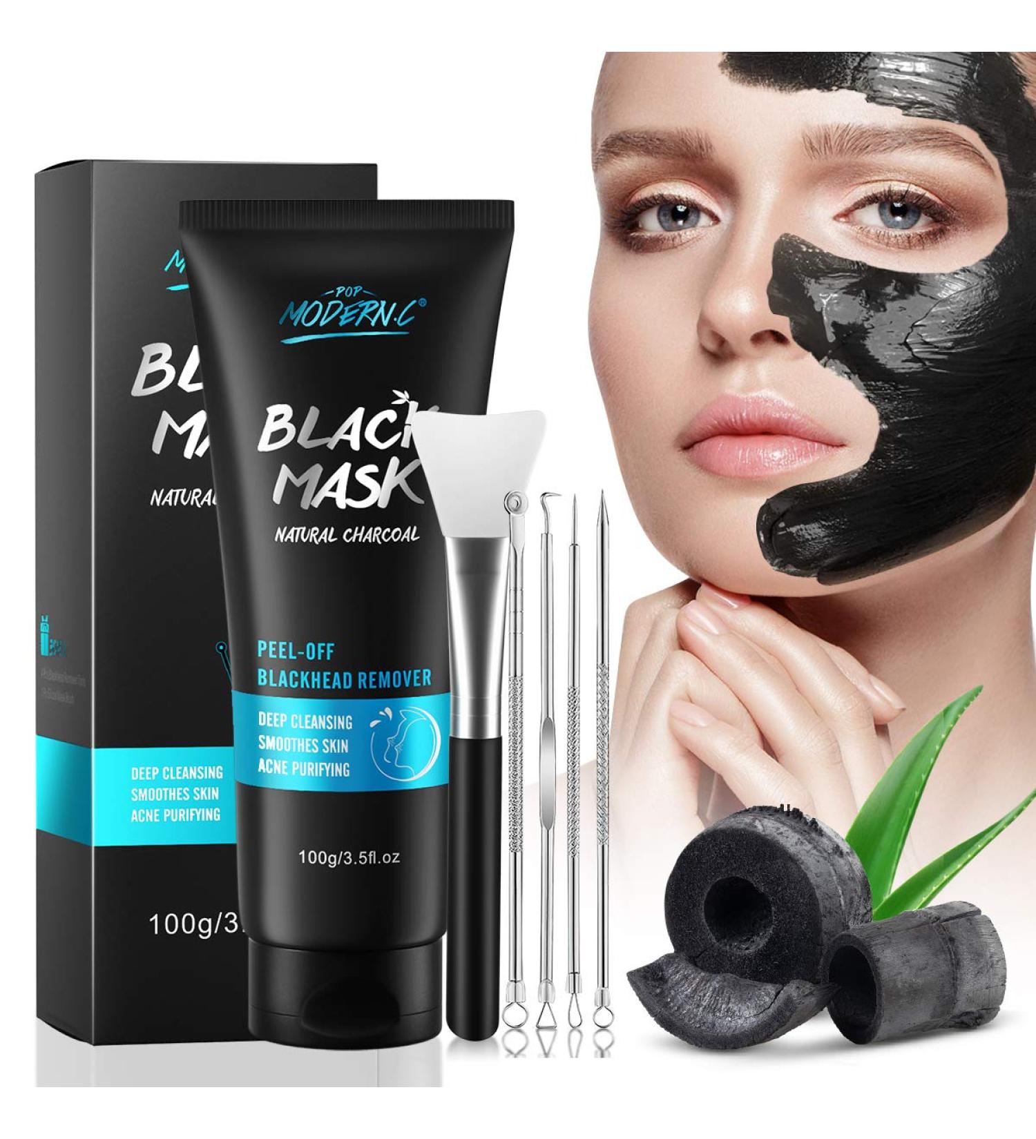 Blackhead Removal Mask 3.5oz with Bamboo Charcoal & Extractor Tools Kit - Skin Cleansing and Pore Control - Includes Mask Brush - Gift Idea - Buy Online on GoSupps.com