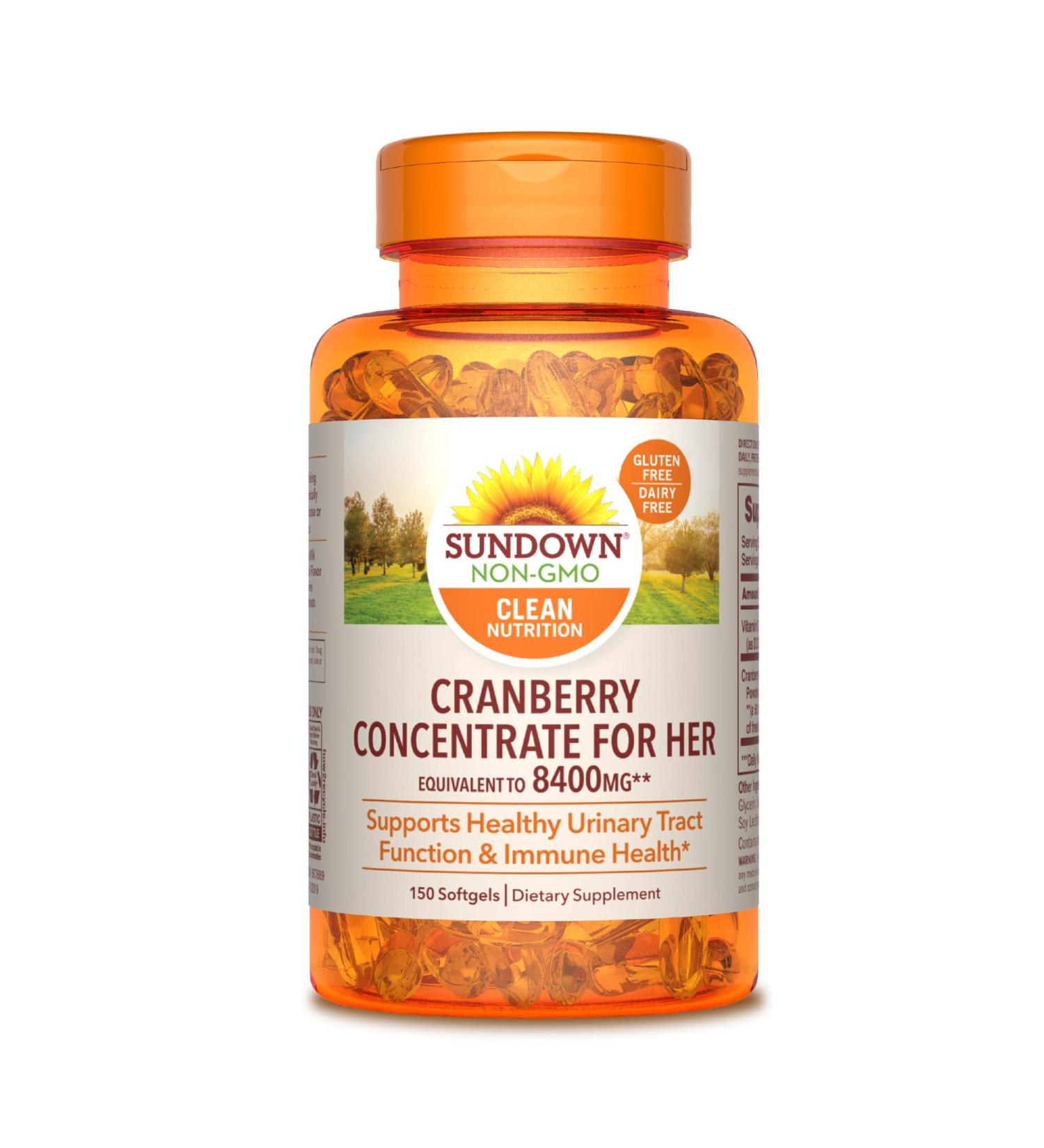 Sundown Cranberry Softgels with Vitamin D3 - Urinary Tract & Immune Health Support - 150 Softgels - Buy Online on GoSupps.com