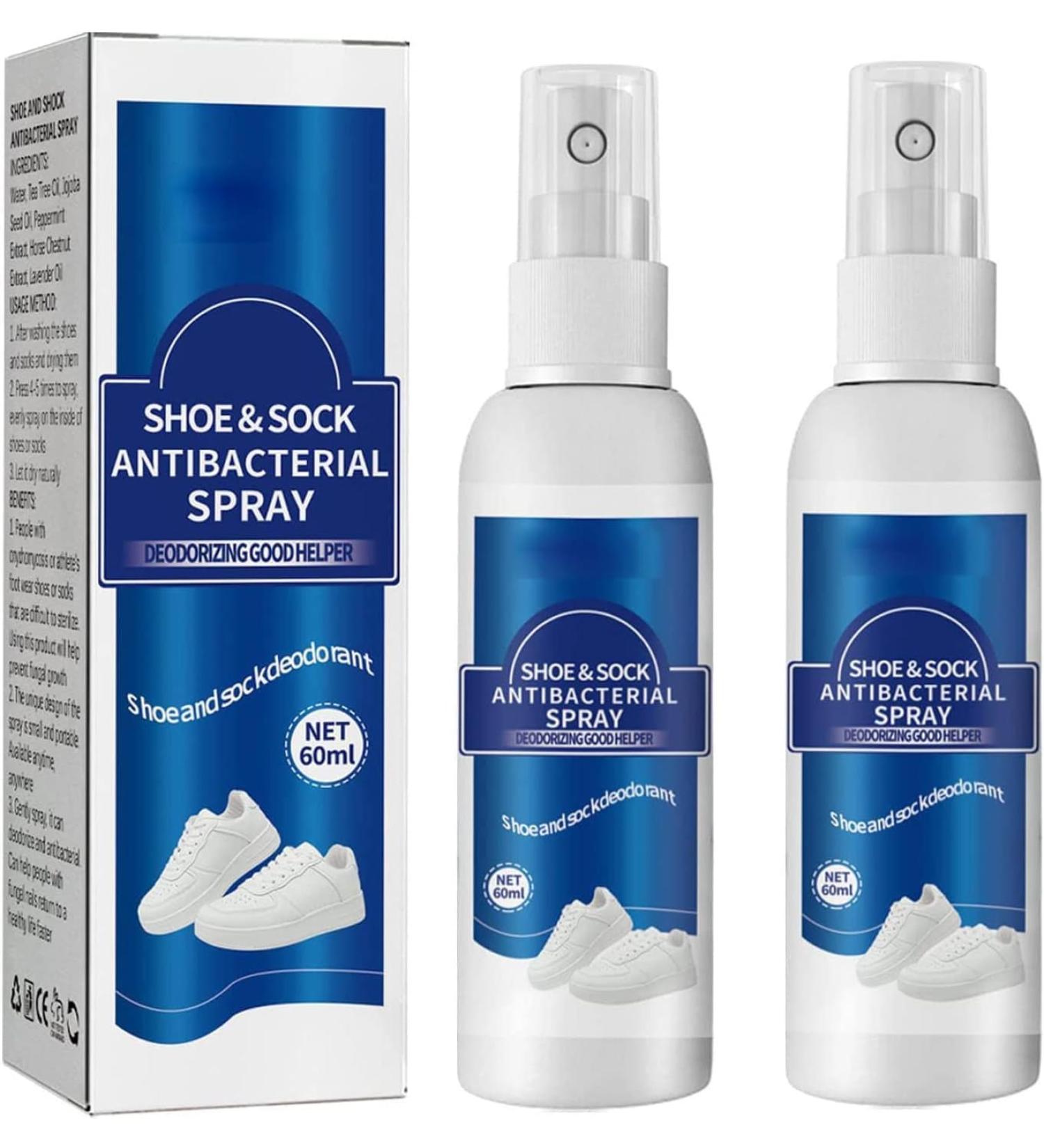 Shoe & Sock Antibacterial Deodorant Spray Foot Odor Eliminator Shoe Deodorizer Natural Shoe Deodorizer Spray Remove Odors Refreshes Antiperspirant Deodorant for Shoes Foot Spray (2PC) - Buy Online on GoSupps.com