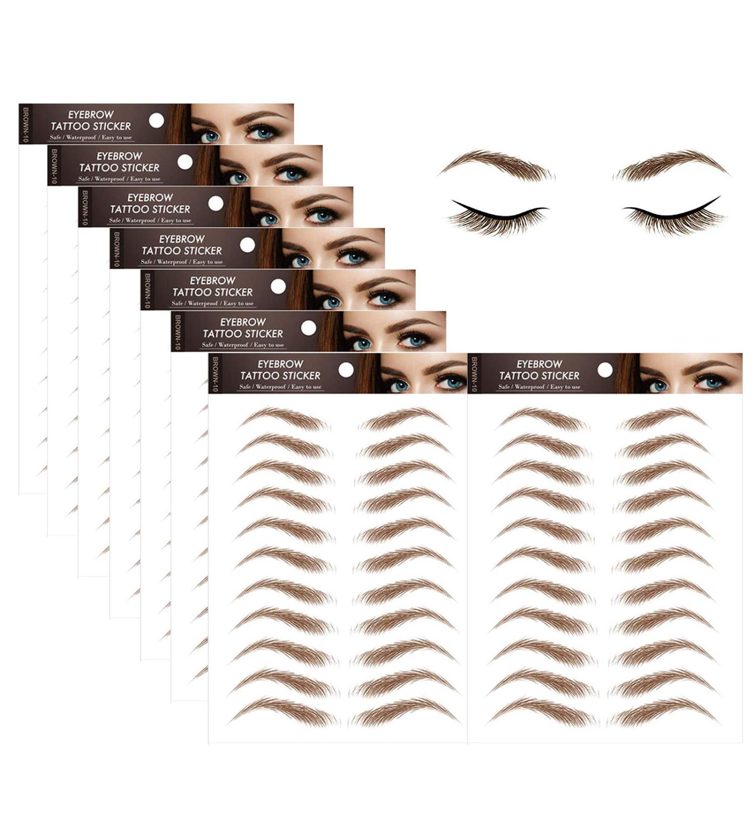 4D Hair-like Brown Eyebrow Tattoo Stickers - 88 Pairs, Waterproof, Natural Look for Women - Buy Online on GoSupps.com