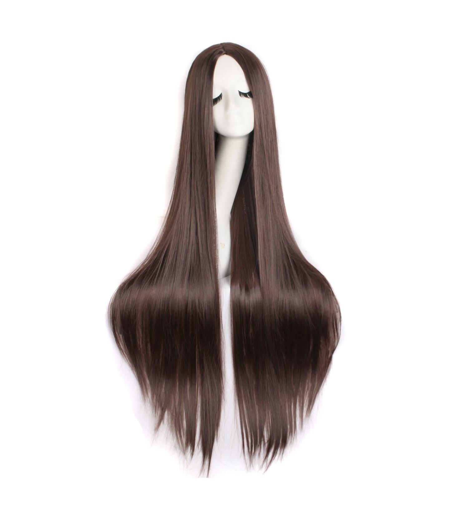 MapofBeauty 40cm Dark Brown Cosplay Wig - Natural Soft Straight Long Hair - Buy Online on GoSupps.com