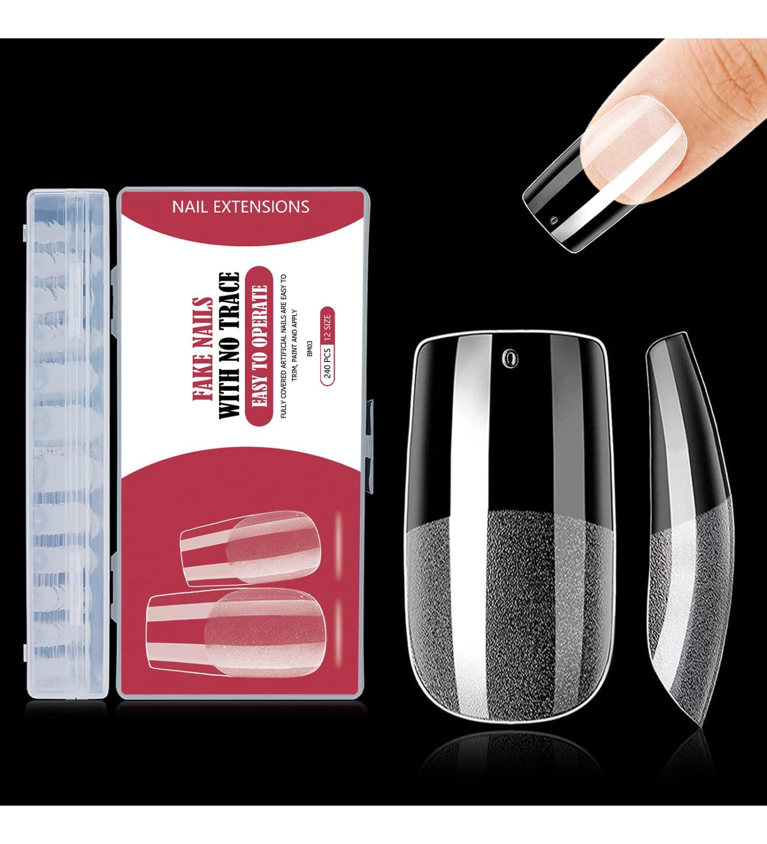 240PCS Medium Square Gel Nail Tips Set - Pre-Buffed Artificial Nails Kit - Buy Online on GoSupps.com