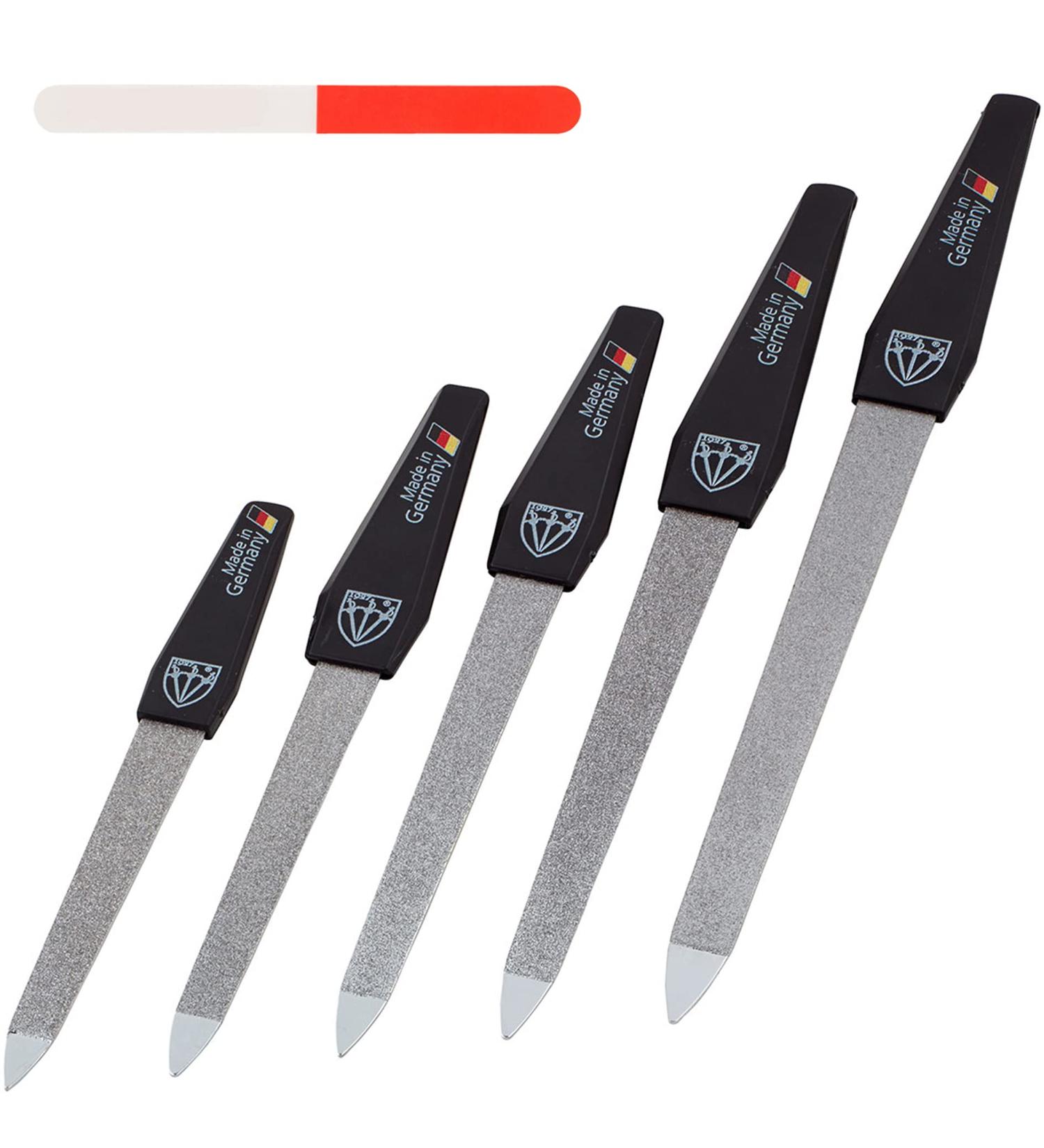 3 Swords Germany - Sapphire Metal Nail File Set (5 pcs.) + 3-Way Nail Buffer - Made in Germany - Buy Online on GoSupps.com