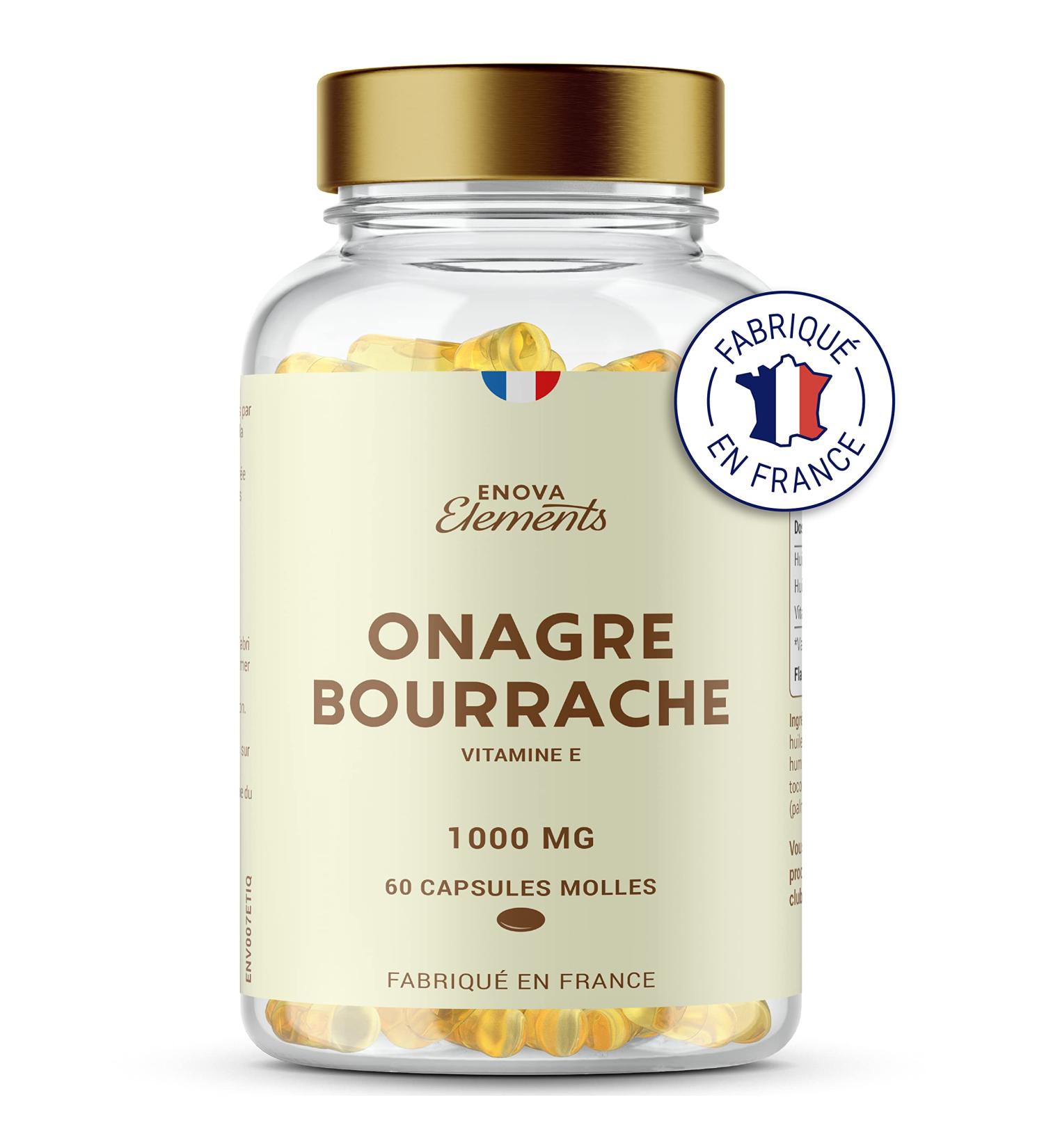 Evening Primrose Borage + Vit E | Borage Oil Cold Pressed Evening Primrose Oil | Hormonal Balance Women Menopause and PM Syndrome | Skin | 1000MG | 60 Capsules | Made in France - Buy Online on GoSupps.com