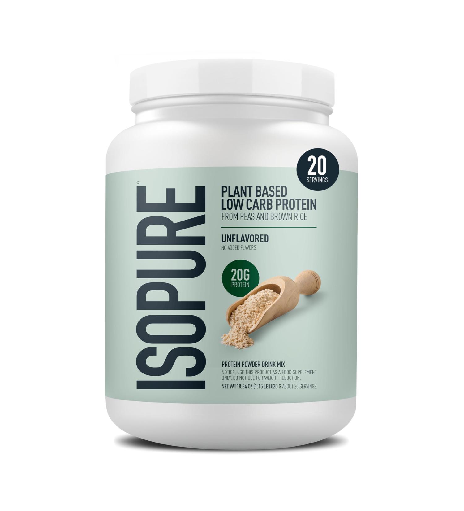 Isopure Plant-Based Protein Powder Lactose Free Gluten Free With Iron Unflavored 20g Plant Protein Per Serving 1.15 Lbs 20 Servings Unflavored 1.15 Pound (20 Servings Pack of 1) - Buy Online on GoSupps.com