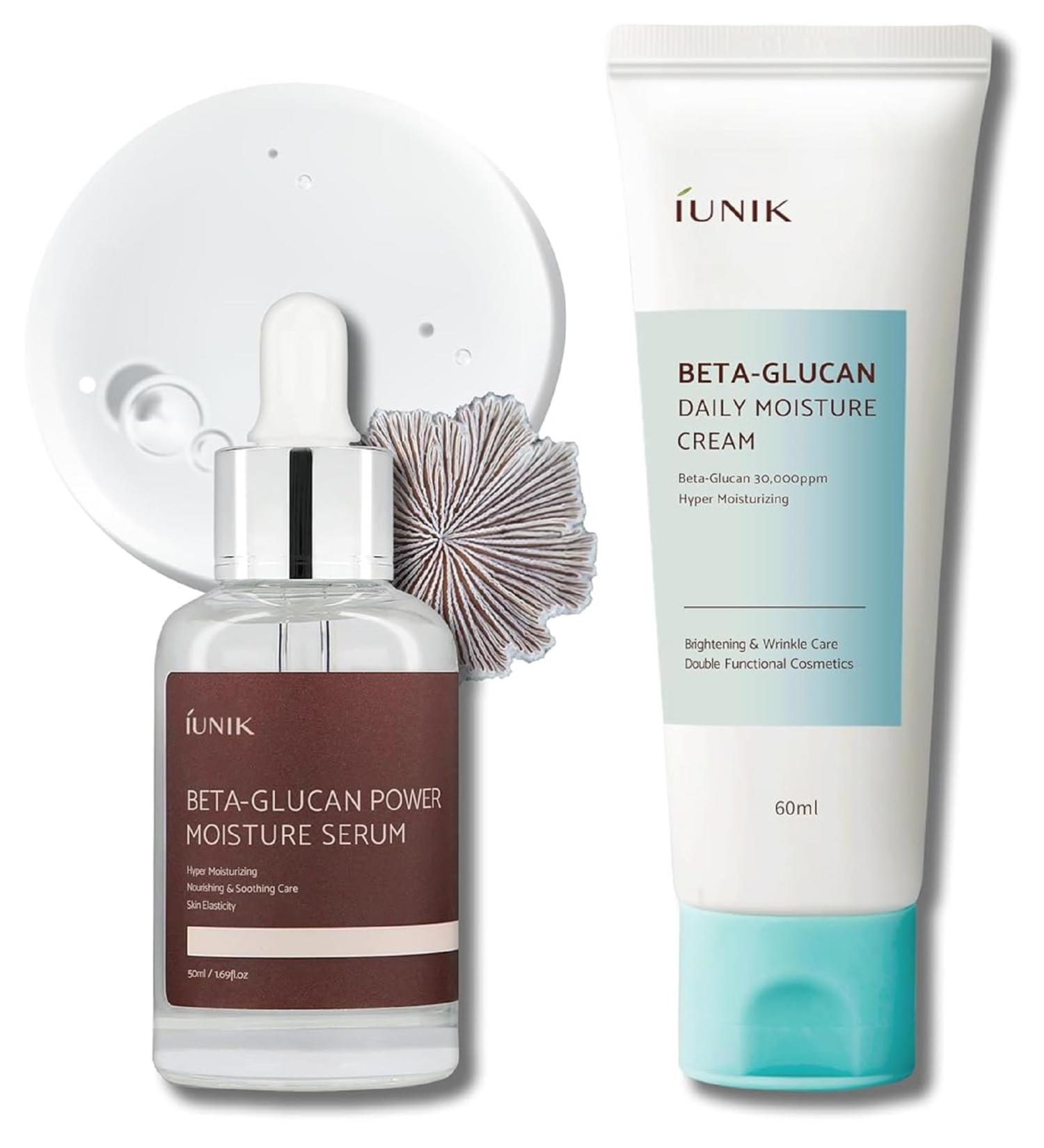 IUNIK Beta Glucan Daily Moisture Cream & Serum - Intense Hydration for Skin Barrier | Korea's Best Moisturizer - 400 000 ppm Beta-Glucan - Buy Online on GoSupps.com