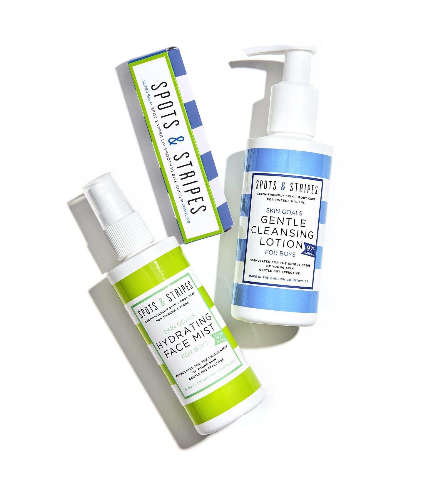 Spots Stripes Spots & Stripes Teen Skincare Essentials for Boys Effective and Natural Essentials for Teen and Young Skin with Virgin Coconut Niaouli and Aloe Vera Super Soft Fights Pimples - Buy Online on GoSupps.com