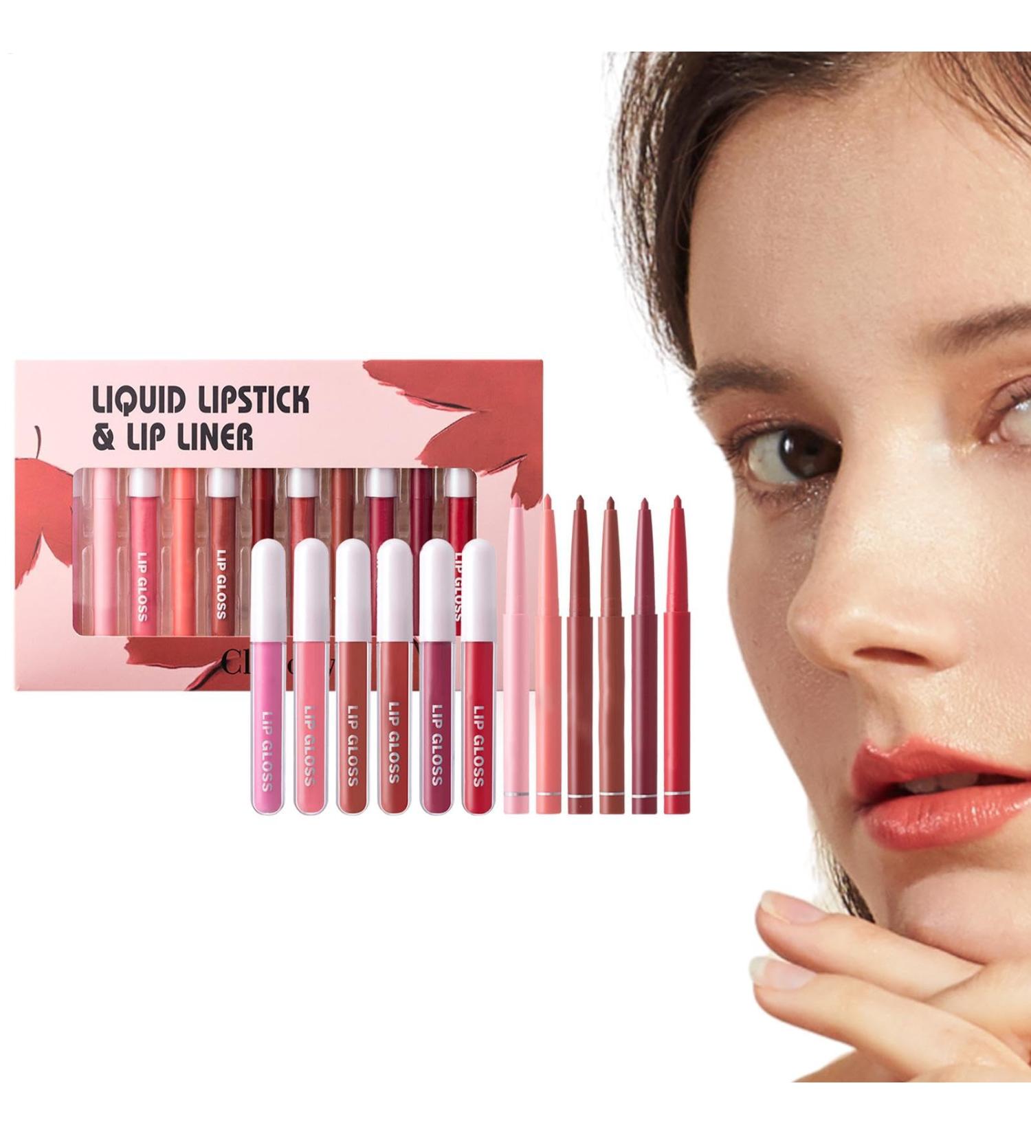 Lip Liner and Lipstick Combo Lip Liner Pen Set Long-Lasting Liquid Lipstick Set Matte 6 Lip Liners + 6 Lipsticks for Defined Lips Matte Lip Liner and Lipstick - Buy Online on GoSupps.com