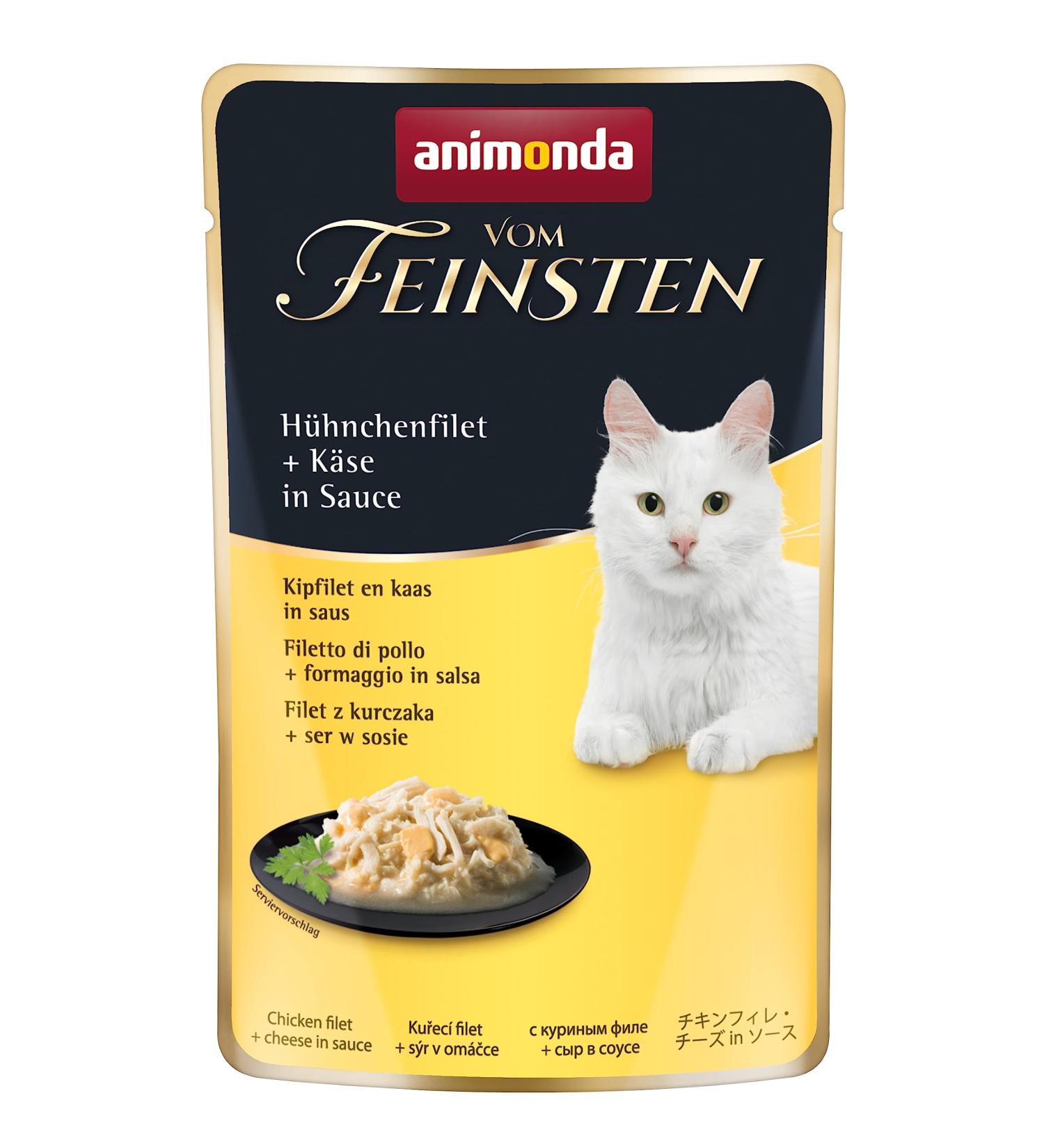 Animonda of the finest adult cat food wet food for adult cats with chicken fillet + cheese in the fresh bag 18 x 50 g with chicken fillet + cheese in sauce 18 x 50 g