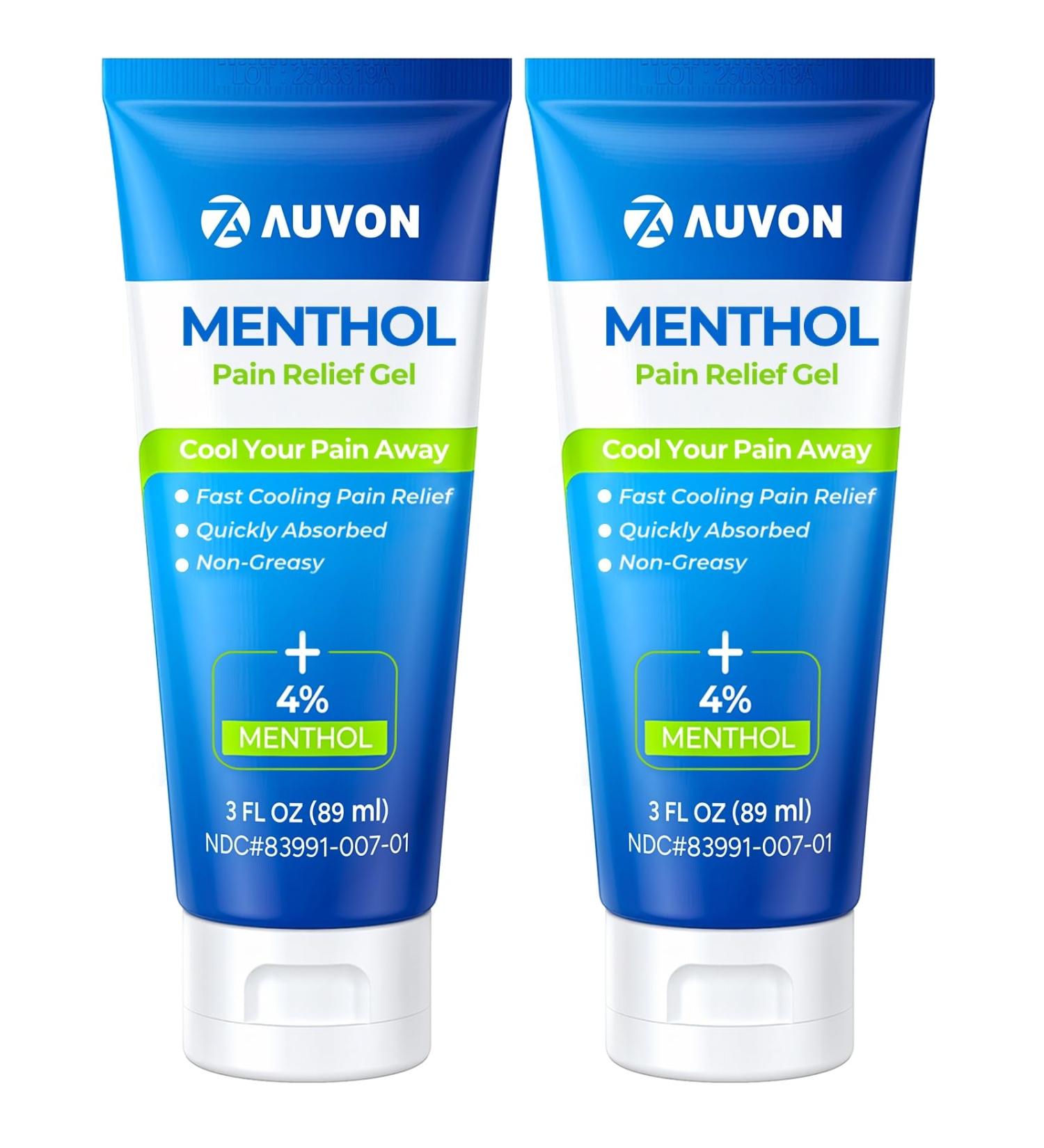 AUVON Menthol Pain Relief Gel for Chronic Joint & Back Pain Arthritis Pain Reliever for Muscle Pain Relief Fast-Acting Menthol Cooling Gel Soothes Knee Hip Shoulder Neck Pain 3 FL OZ Per Pack 2 pack - Buy Online on GoSupps.com