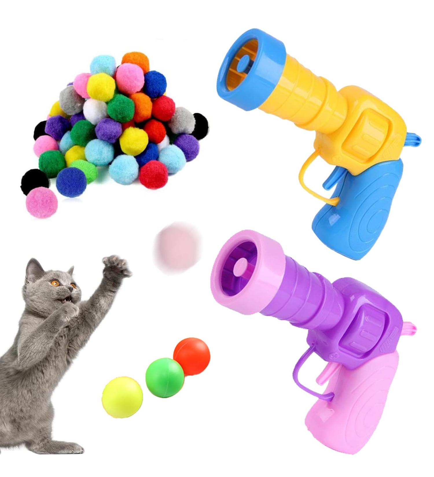 LPMXYW 35pcs Cat Ball Gun Interactive Toy Plush Ball Shooting Gun for Cats Cat Toy Launcher Launcher Cat Colorful Plush Toy Balls for Funny Cat Toys Indoor Kitten for Training Playing Pet Supplies - Buy Online on GoSupps.com