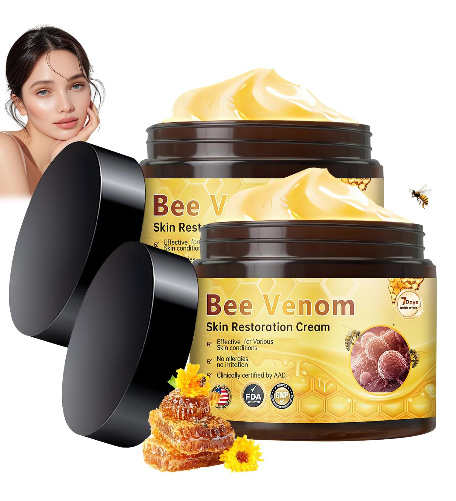 Bee Venom Skin Restoration Cream 2025 Upgrade Professional Bee Venom Repair Cream Wrinkle Care Formula educing The Appearance of Blemishes Natural Ingredients for All Skin Types (2Pcs) - Buy Online on GoSupps.com
