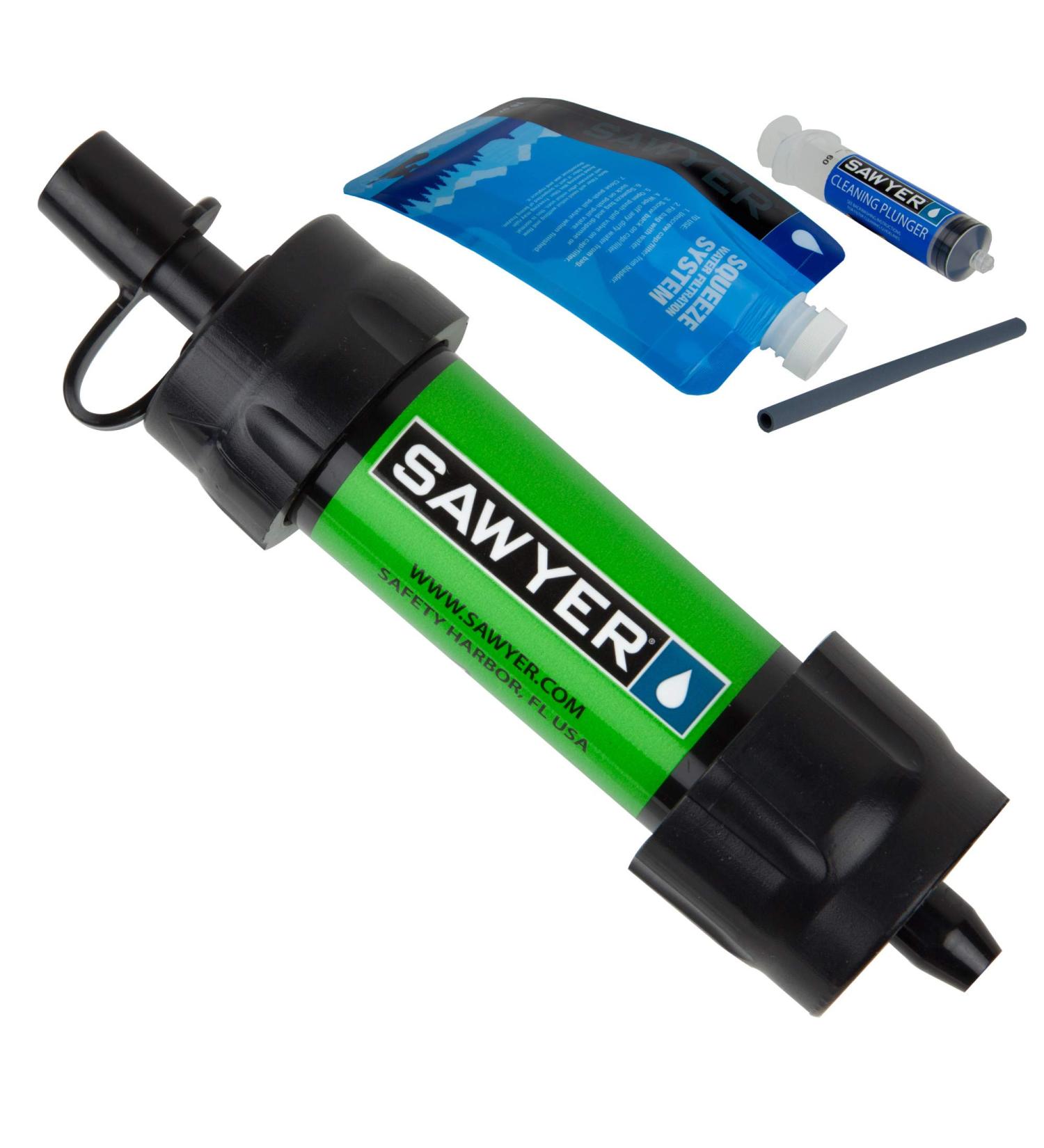 Buy Sawyer Mini PointONE Water Filter - Removes 100% Microplastics & 99.99999% Bacteria - Ideal for Outdoor & Emergency Use (Green) - Buy Online on GoSupps.com