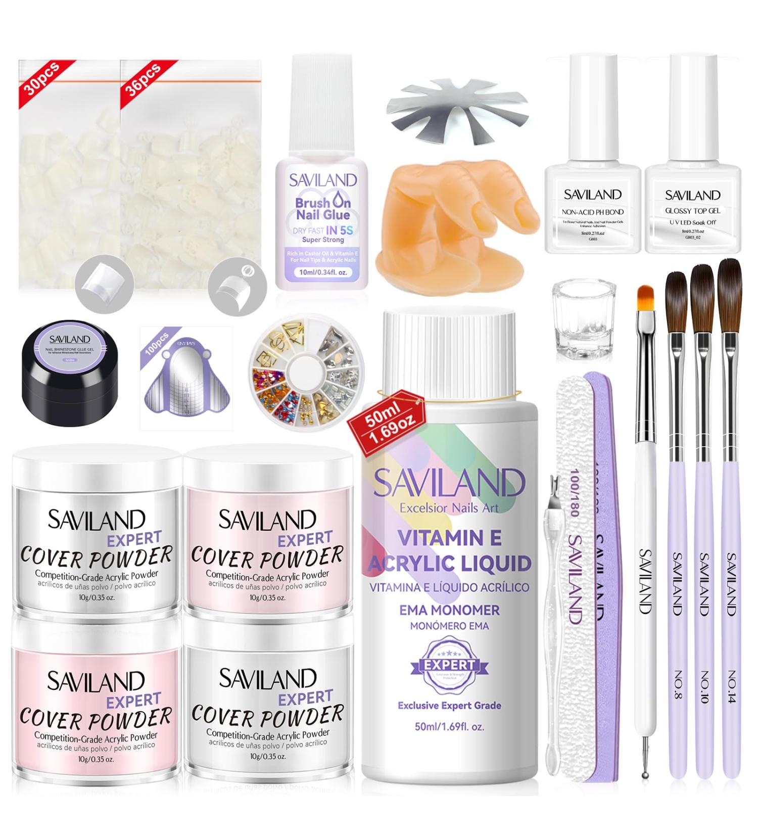 SAVILAND French Acrylic Nail Kit - Easy DIY Beginner Set with Acrylic Powder Liquid Nail Tips & Tools for Perfect French Manicure - Buy Online on GoSupps.com