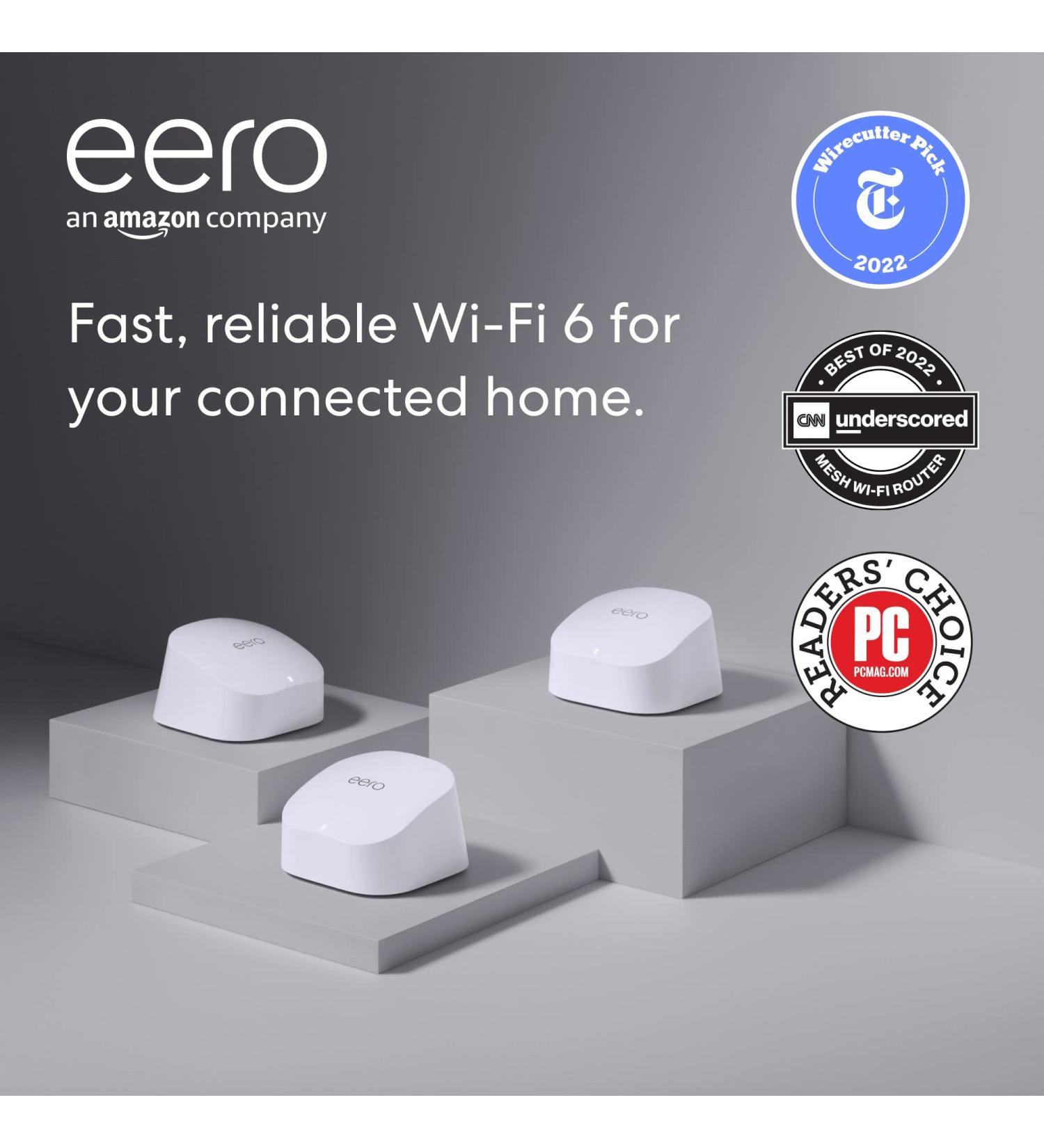 Amazon eero 6 Mesh Wi-Fi System 3-Pack 2020 Release | Speeds up to 500 Mbps | Alexa Compatible | Covers 4,500 sq. ft. | Router + 2 Extenders Included - Buy Online on GoSupps.com