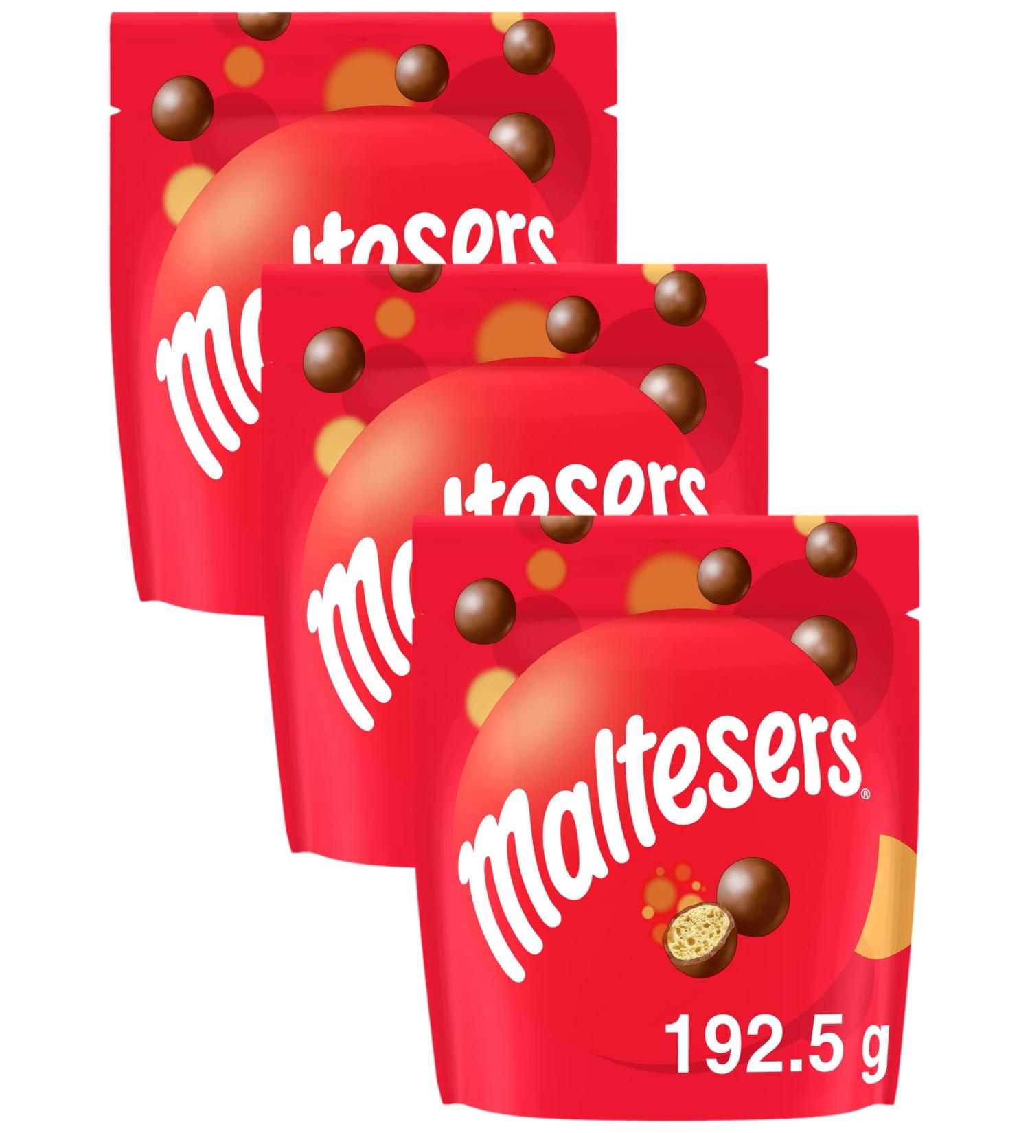 MALTESERS - Bonbons chocolat au lait c ur croquant - Sachet de 192 5g (Lot de 3) 192.5 g (Lot de 3)