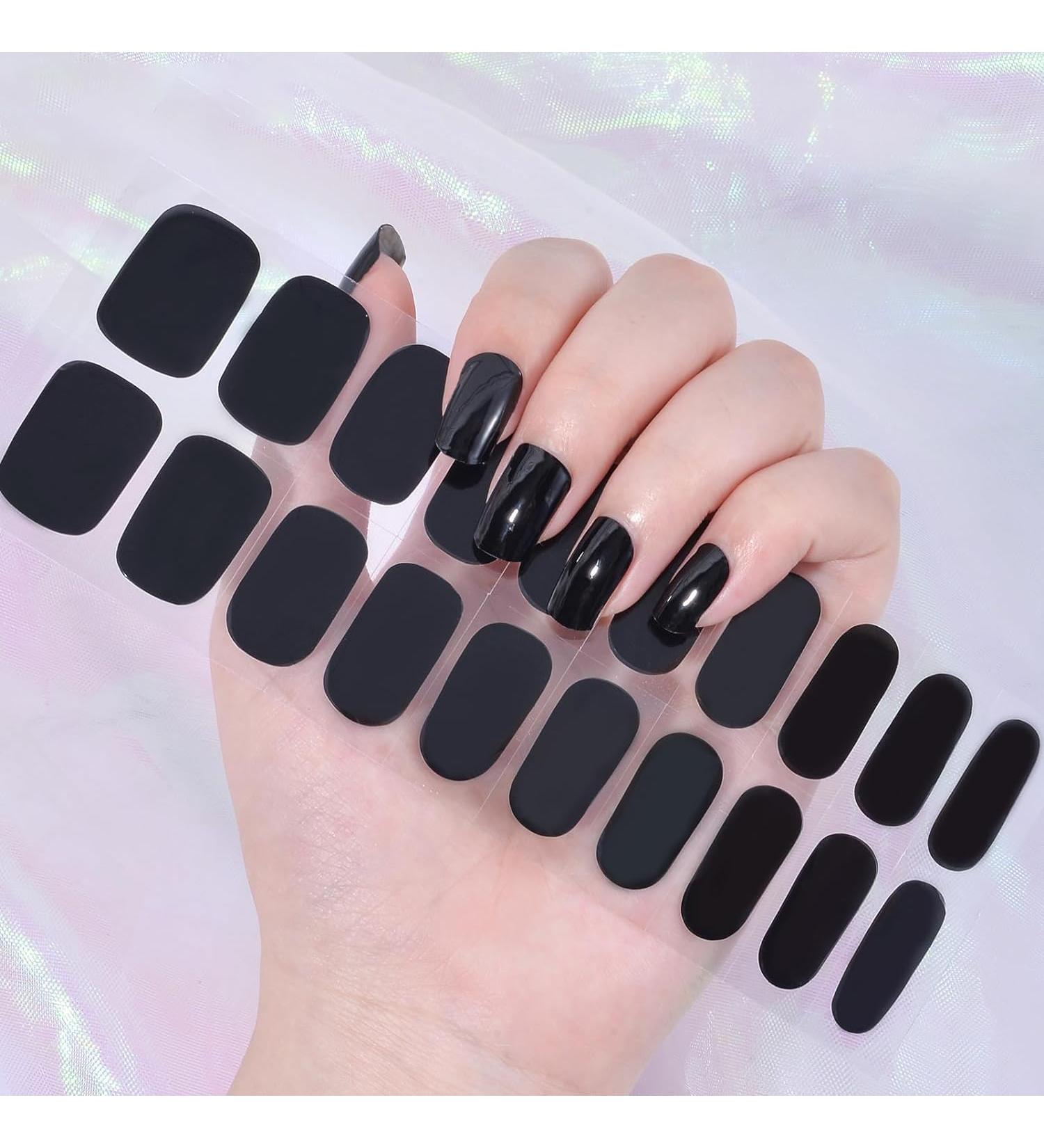 CBOIC 22 Pieces Halved Gel Nail Films - Self-Adhesive Nail Polish Stickers for Women & Girls | UV Hardening Black Nail Foil Decoration - Buy Online on GoSupps.com