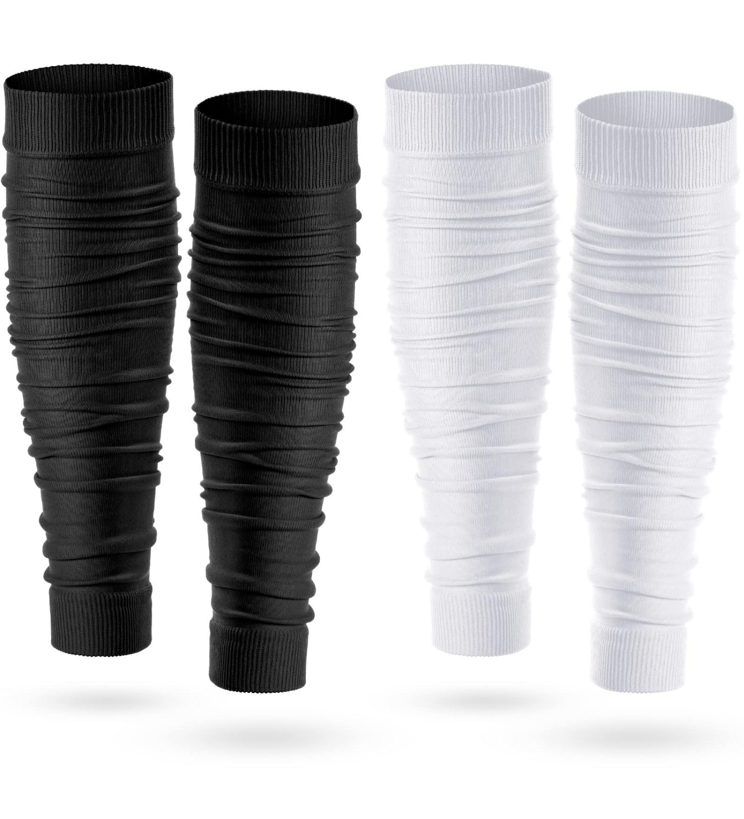 Football Leg Sleeves - Compression Calf Sleeves for Athletes - 2 Pairs (Black/White) - Buy Online on GoSupps.com