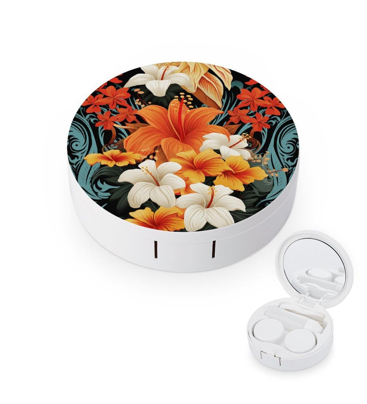 Floral Hawaiian Tribal Contact Lens Case | Travel & Care Box | Durable Plastic - Buy Online on GoSupps.com