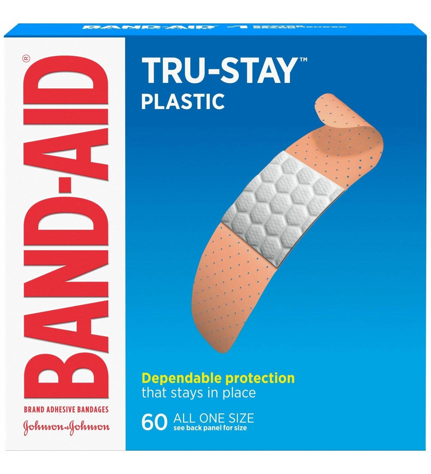 Band-Aid 5635 Plastic Strips Adhesive Bandages 3/4-Inch One Size 60 Bands/Box
