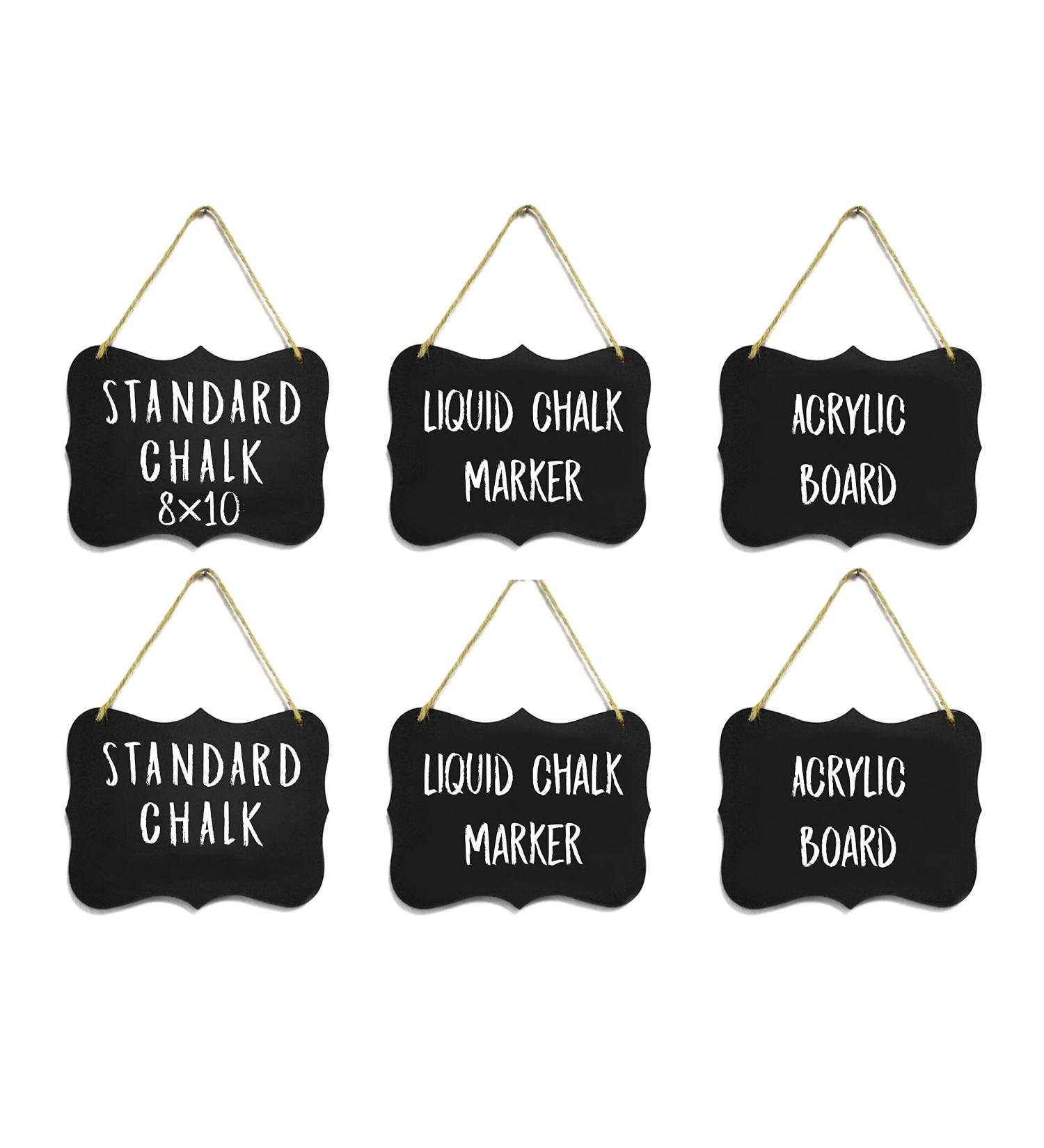 Large Hanging Chalkboard Sign 8x10 | Acrylic | Double Sided | Erasable | Wedding Wall Decor | Kitchen Pantry Menus - Pack of 6 - Buy Online on GoSupps.com