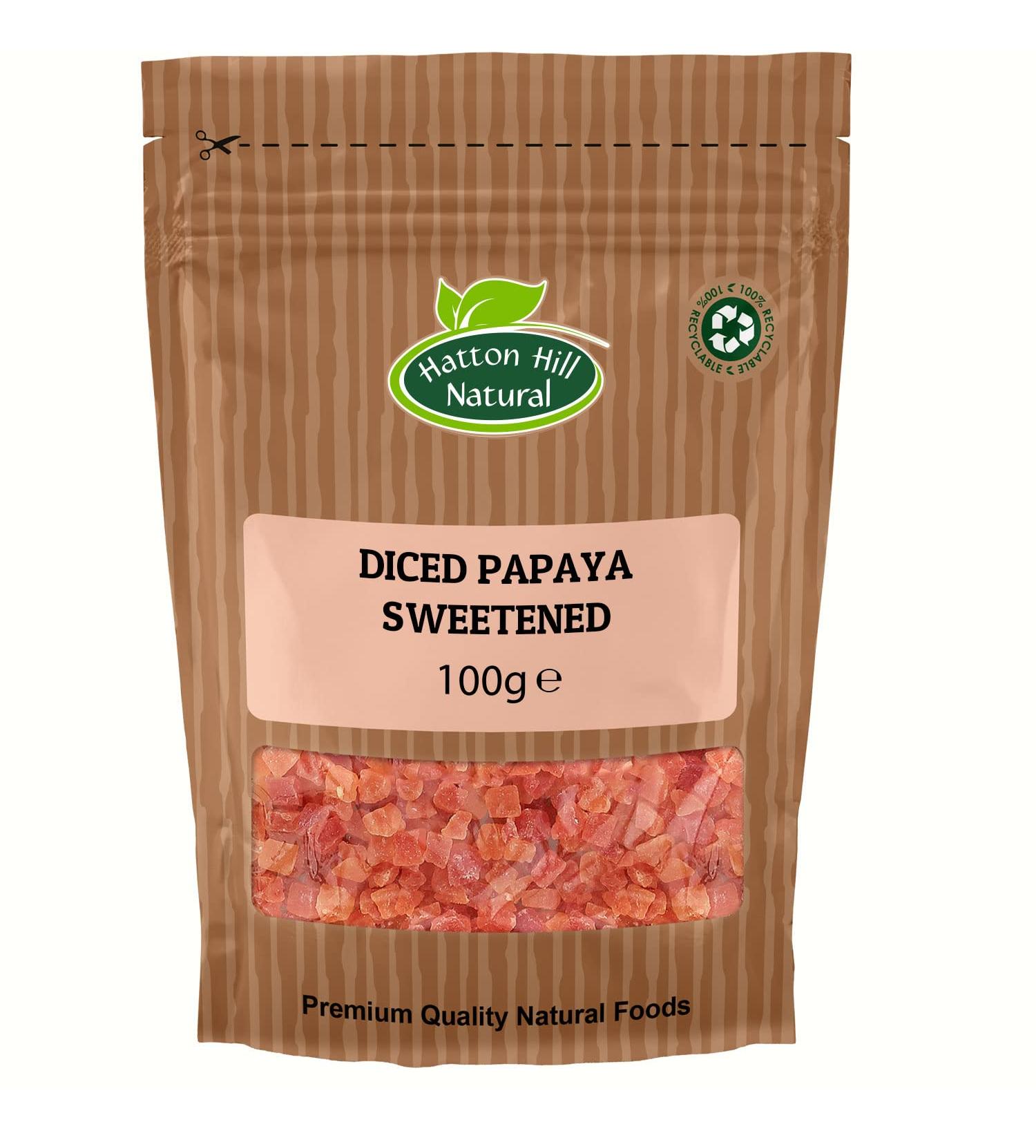 Diced Papaya Sweetened 100g by Hatton Hill