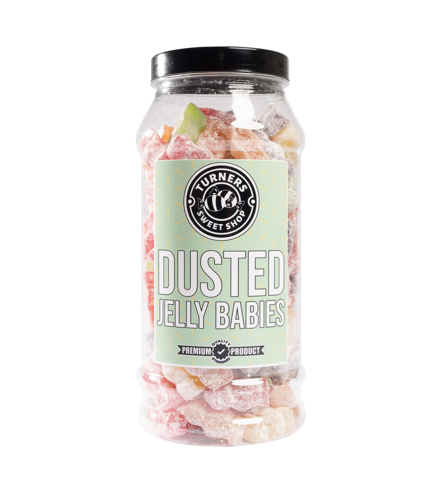 Dusted Jelly Babies - 575g by Turners Sweet Shop Traditional Retro Gift Jar Classic Original Pick & Mix Sweets Quality Confectionary Fantastic Gifts for Him Her or Them