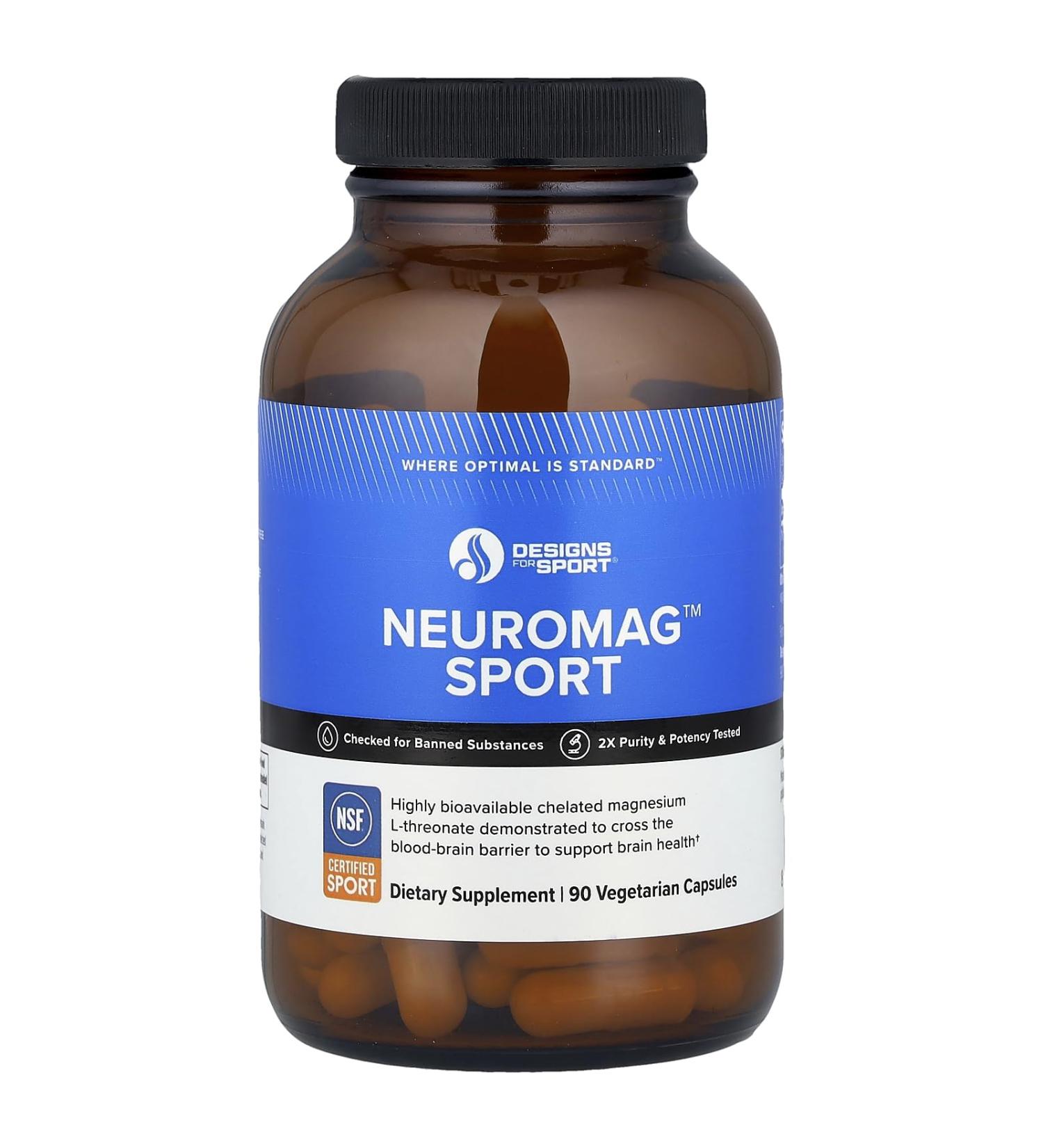 Designs for Sport NeuroMag - Supports Brain Health & Function* - With Magtein Magnesium L-Threonate - Vegetarian - 90 Capsules 30 Servings