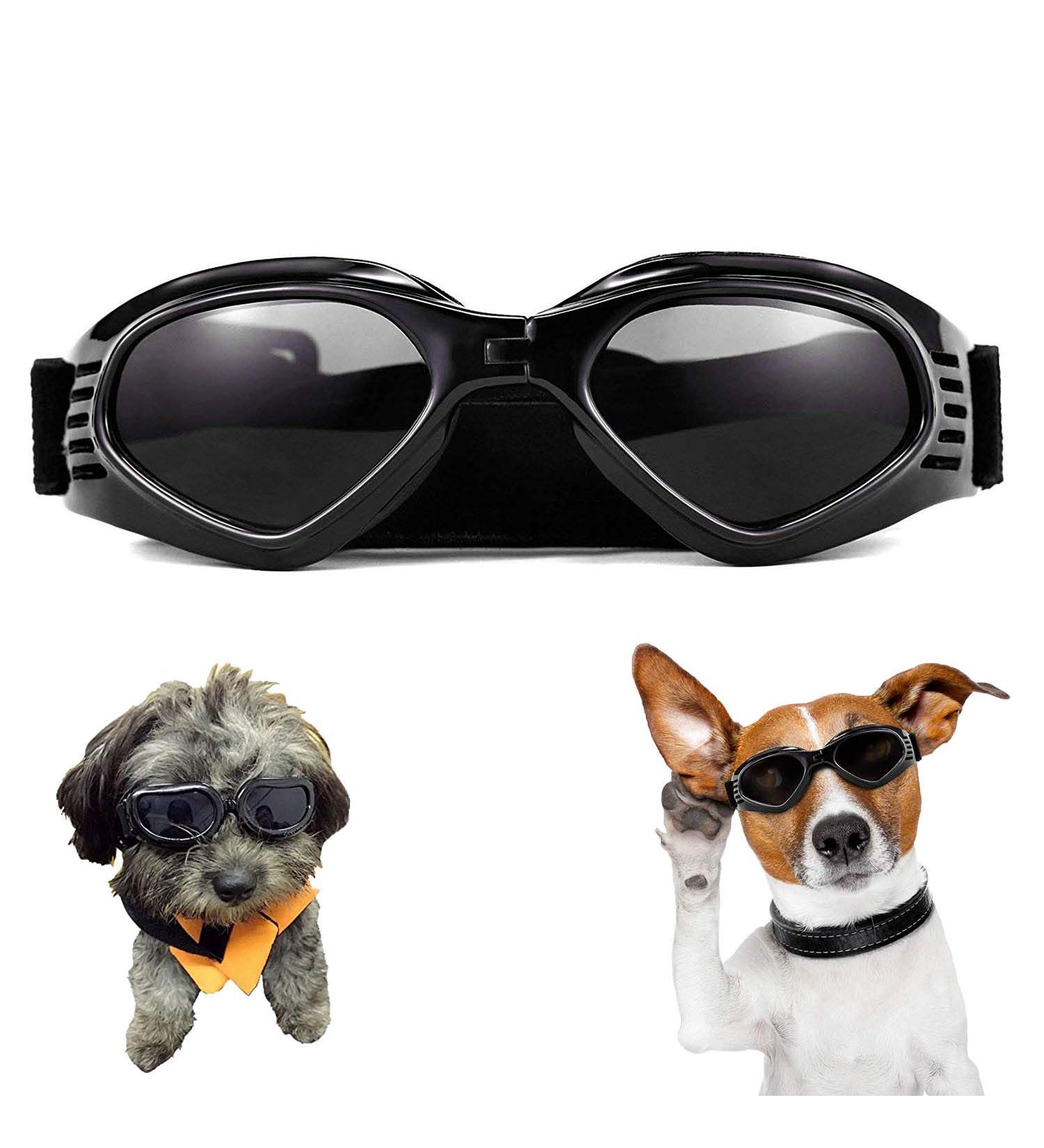 XUNKE Dog Goggles - Anti-UV Eye Protection Sunglasses for Small/Medium Pets (Black) - Waterproof & Windproof - Buy Online on GoSupps.com