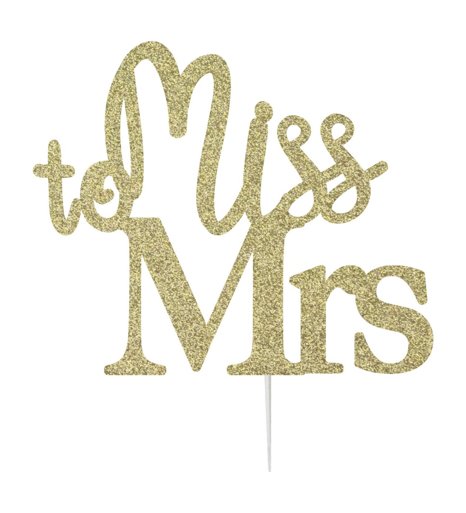 LissieLou Hen Party/Do Cake Topper Glitter with 'Miss to Mrs' Text (Made in the UK) - Gold - Buy Online on GoSupps.com