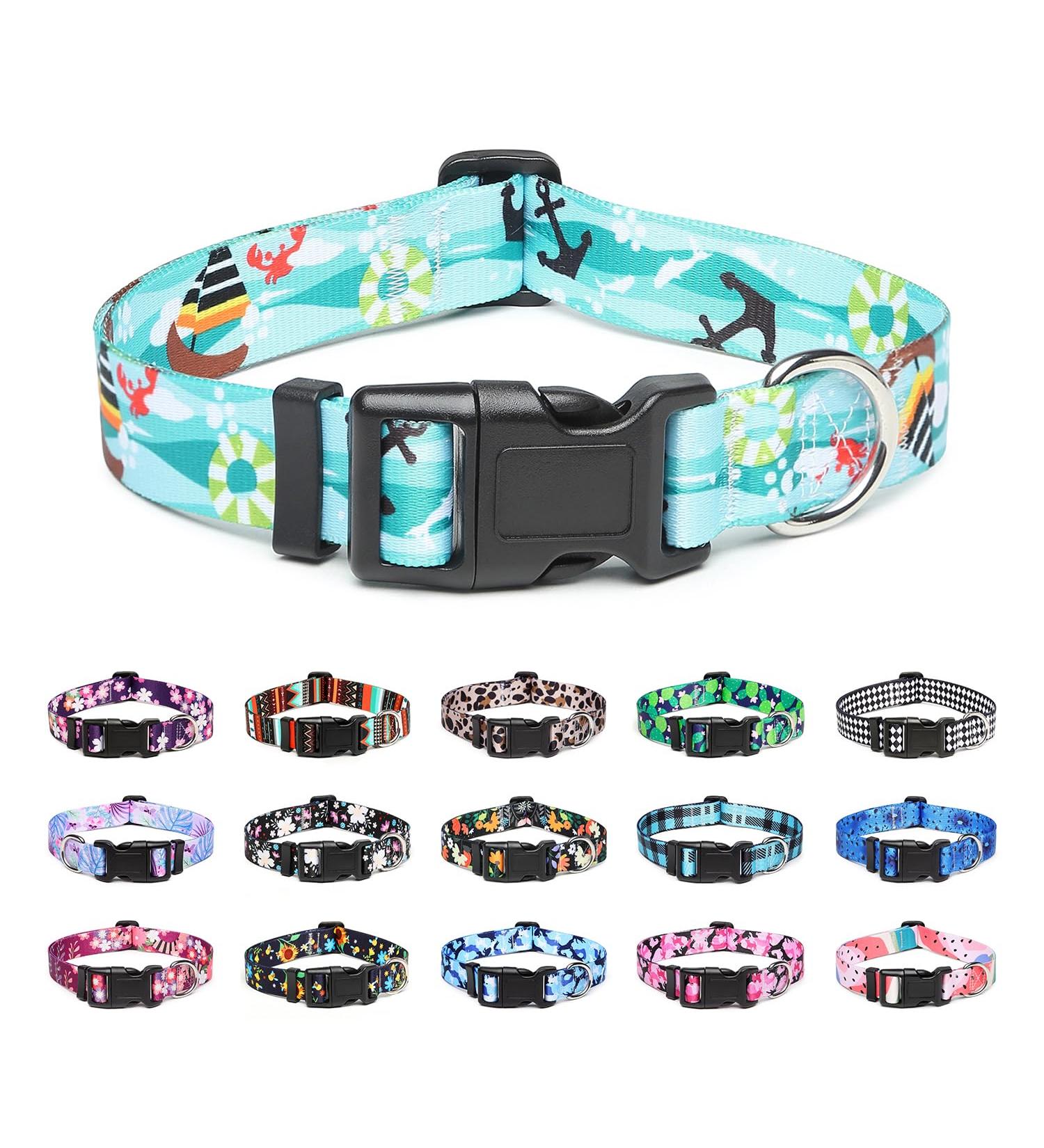 Mercano Halison Dog Collar - Soft Nylon Comfortable & Durable Design for Small to Medium Dogs and Cats - Size L Sailing Pattern - Buy Online on GoSupps.com