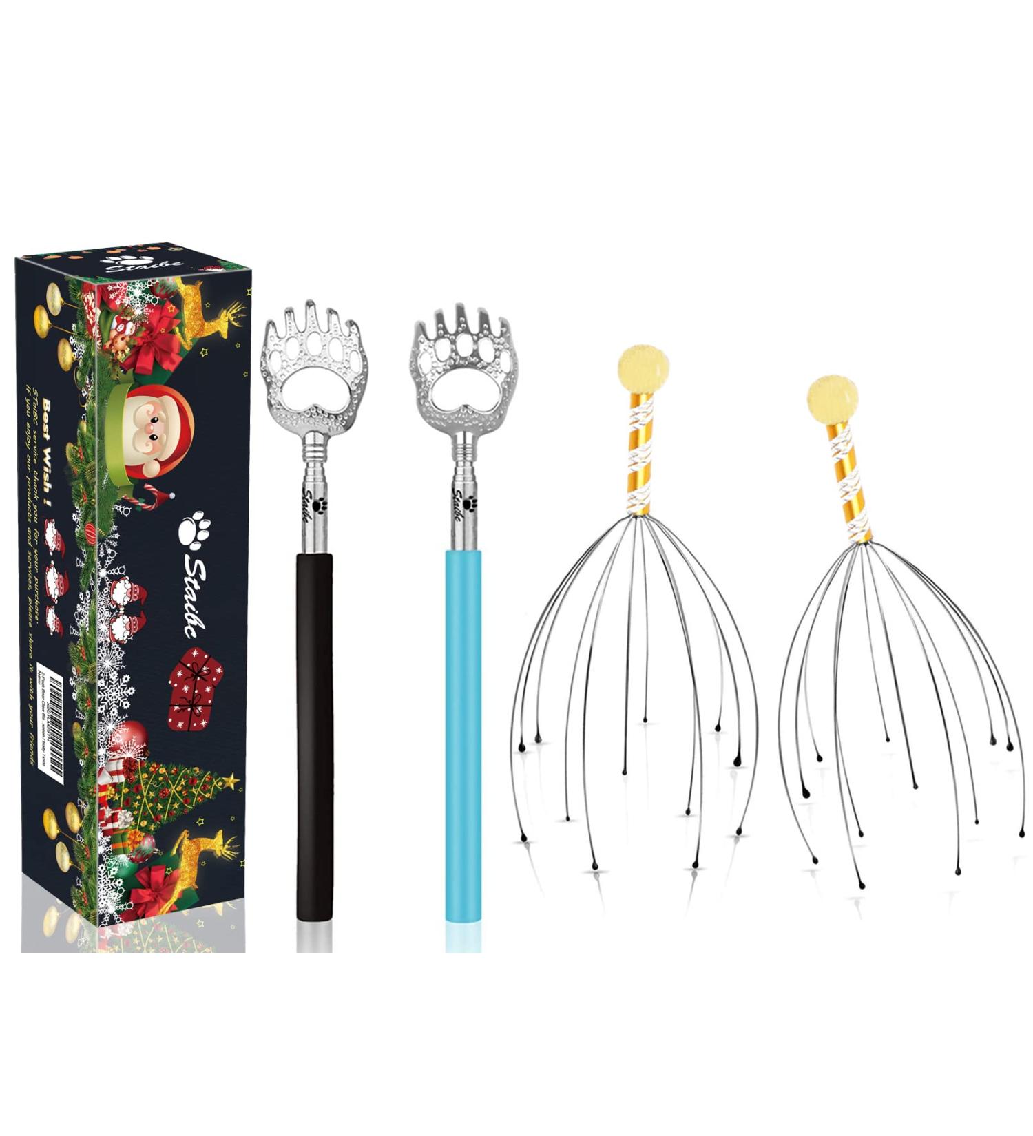 2-Pack Bear Claw Black Telescopic Back Scratcher & Head Massager Scalp Scratcher (Gold) - Handheld Massage Tingler for Head & Body Relaxation - Buy Online on GoSupps.com