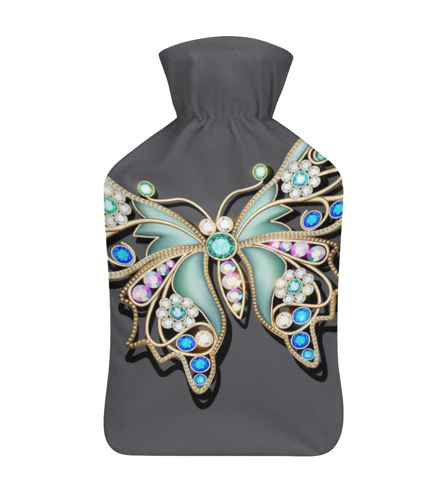 Butterfly Hot Water Bottle with Plush Cover | Hand Warmer for Adults & Children | 26.5x15.3cm - International Shipping Available - Buy Online on GoSupps.com