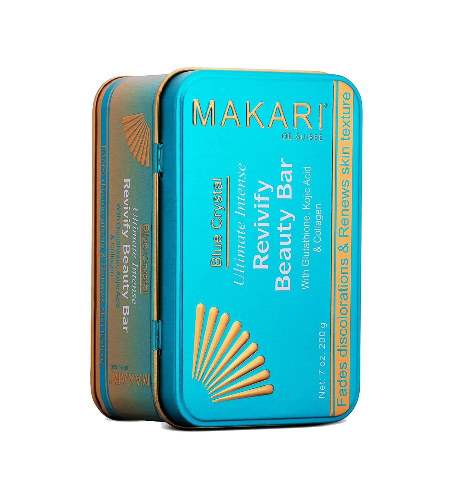 Makari Ultimate Intense Blue Crystal Revivify Beauty Bar Soap 7 oz | Brightening Exfoliating Soap with Glutathione, Kojic Acid, and Collagen - Buy Online on GoSupps.com