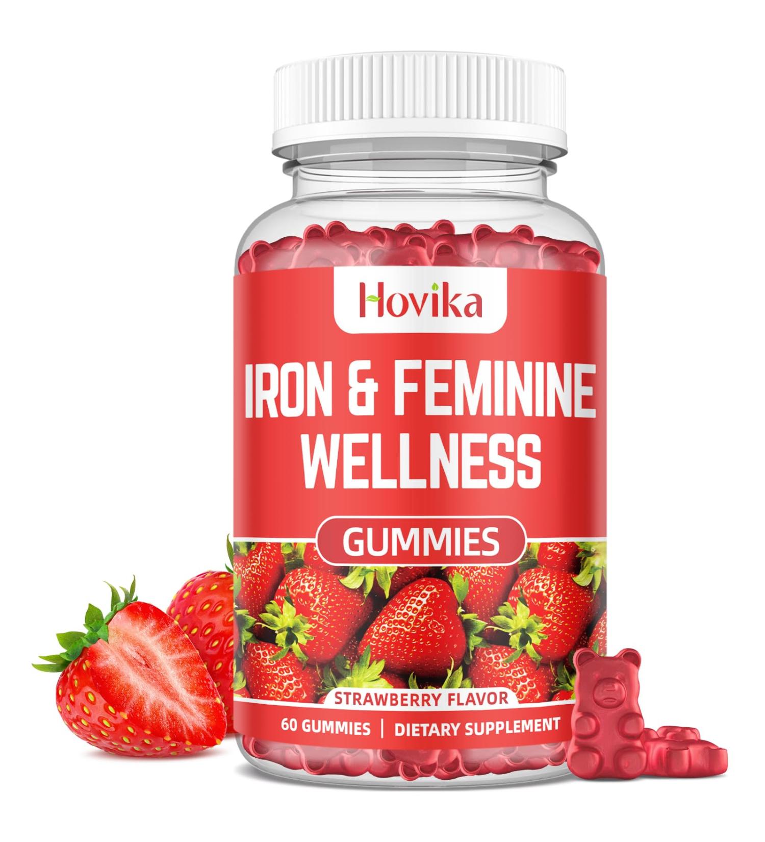 Iron for Women Gummies, 40mg Iron Supplement Anemia with multivitamin for Women, Zinc, Selenium, Iodine - for Iron Deficiency - Natural Hormonal Support for PMS, Strawberry Flavour, 60 Count Strawberry 60 Count (Pack of 1) - Buy Online on GoSupps.com