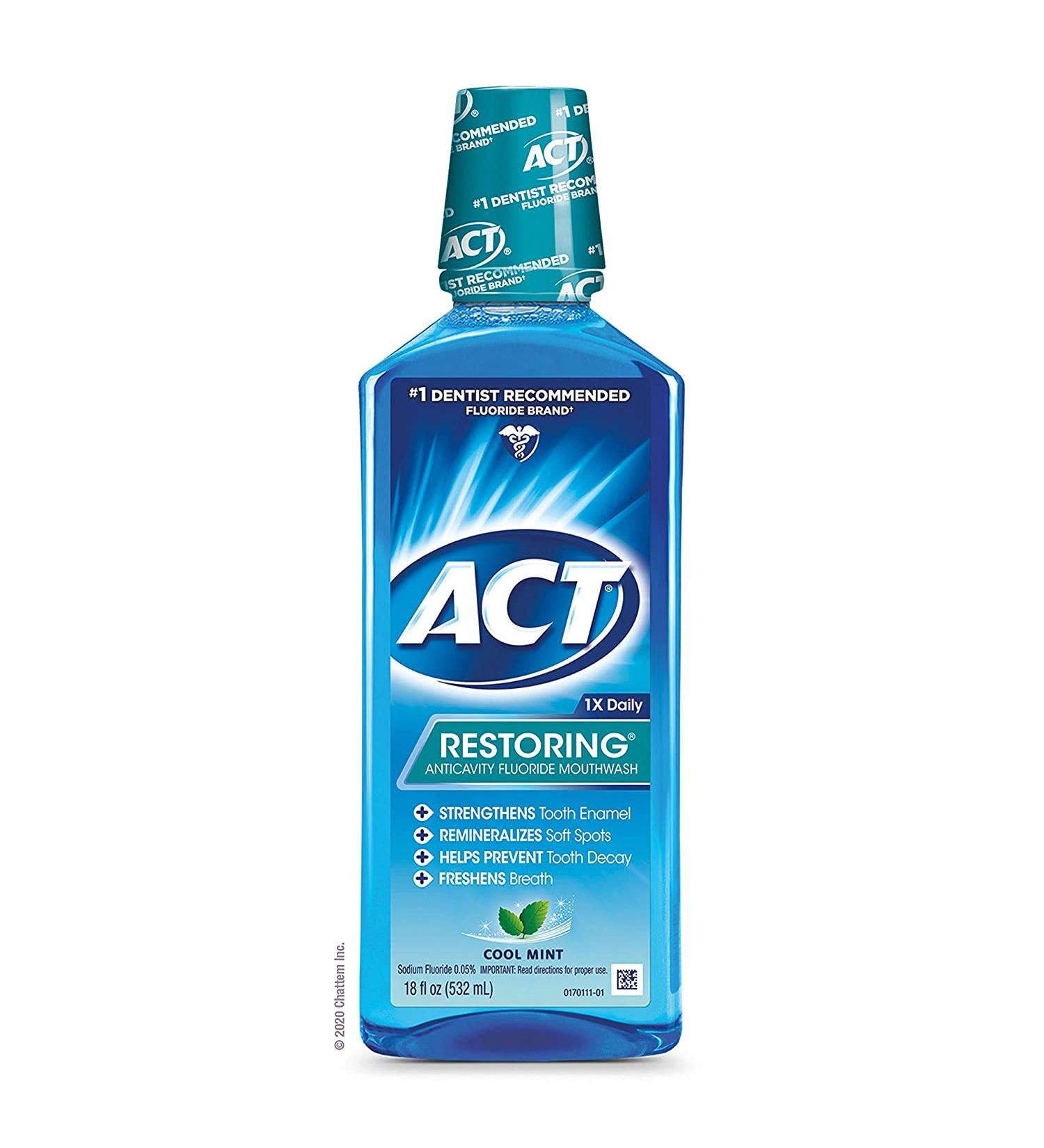 Act Anti-Cavity Fluoride Rinse Icy Cool Mint 18 Ounce (Value Pack of 2)
