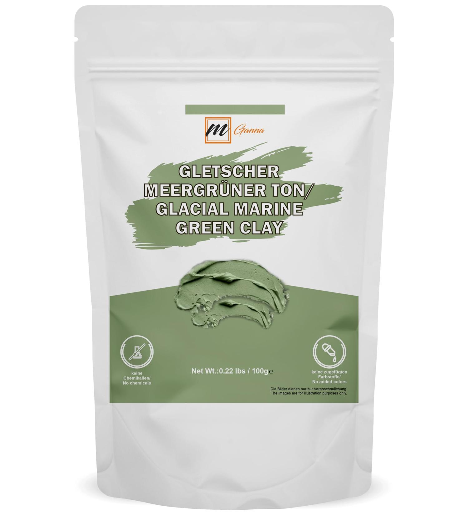  mGanna Glazial Marine 100% Natural Green Clay Powder for face masks creams body wraps gentle scrubs and exfoliants skin firming and soap making 0.22 lbs / 100 - Buy Online on GoSupps.com