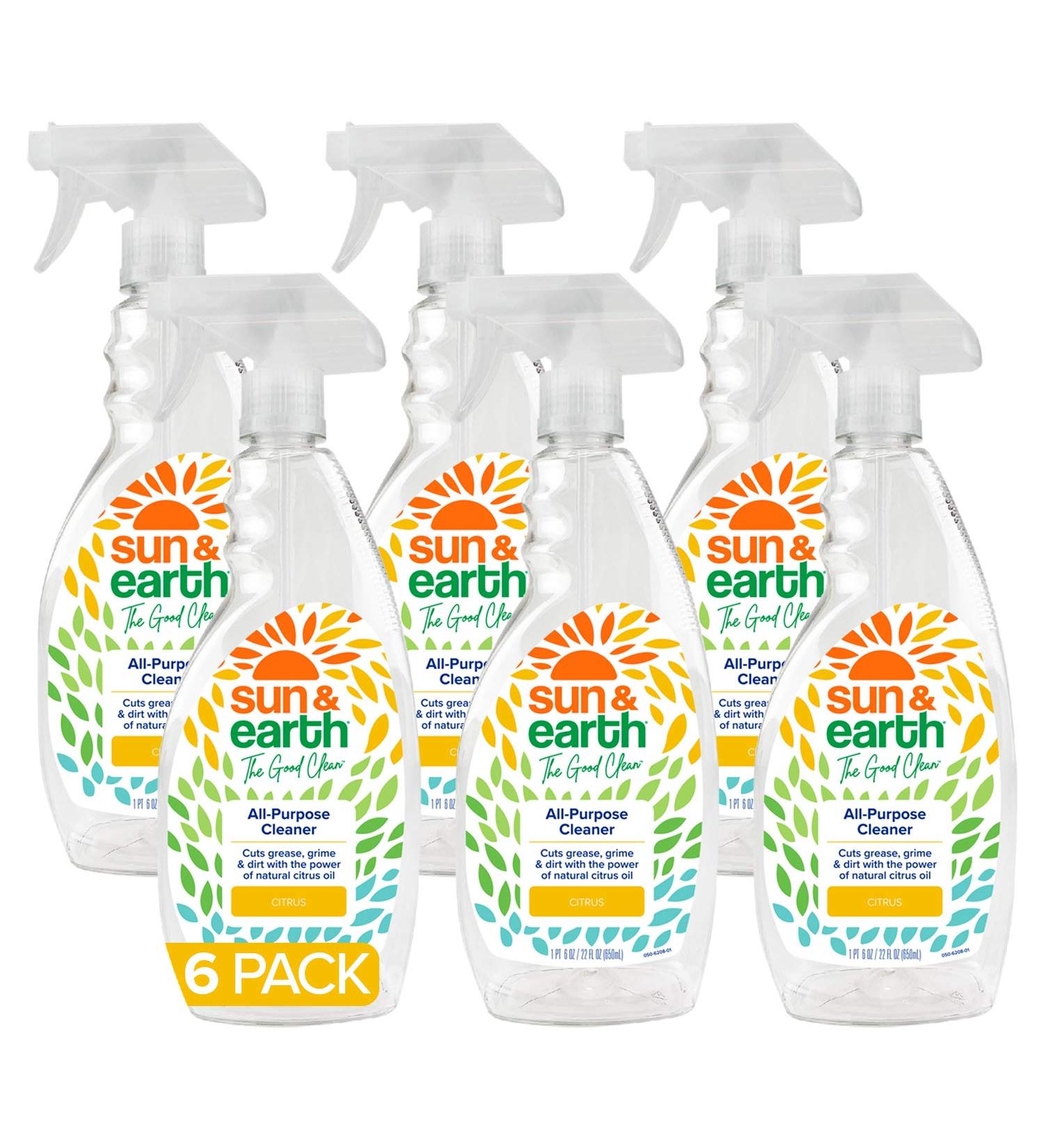 Sun & Earth All Purpose Cleaner - Light Citrus, 6 Pack (132 Fl Oz) - Eco-Friendly Spray - Buy Online on GoSupps.com