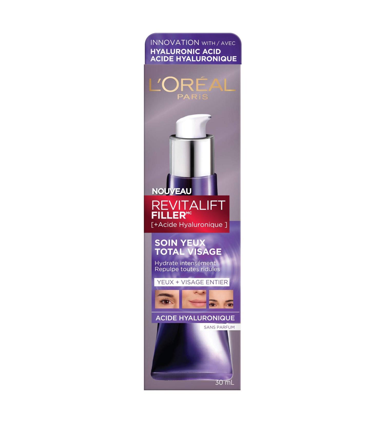 L'Oreal Paris Revitalift Filler Eye Cream for Face Moisturizer With Hyaluronic Acid Fragrance Free Alcohol Free 30ml 30 Milliliters - Buy Online on GoSupps.com