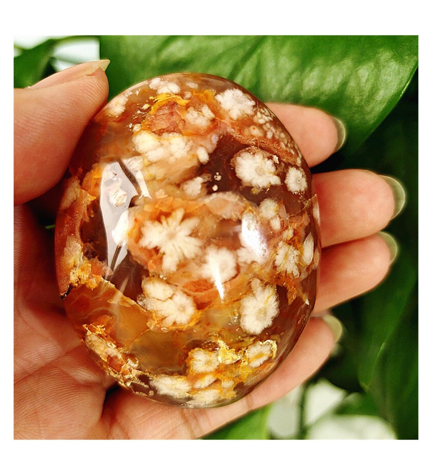 Natural Crystal Rough Crystals Natural Stone Cherry Blossom Agate Crystal Palm Ornaments Home Room Decor Spiritual Reiki Crystals (Color : 100-110g) - Buy Online on GoSupps.com