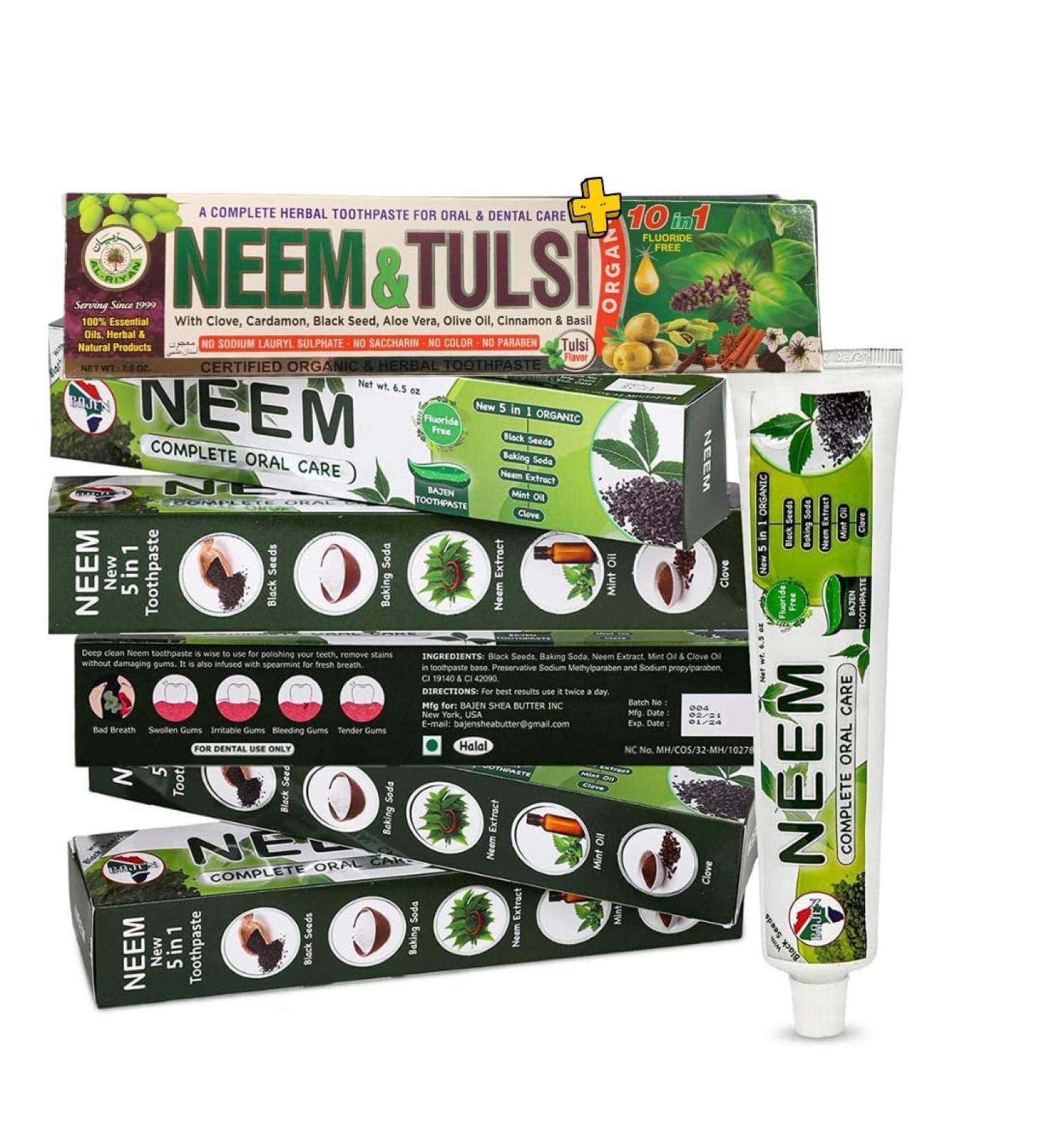 Buy Pack of 6 Organic Neem 10 in 1 Fluoride Free Toothpaste - Herbal Blend with Neem Clove Black Seed & More - International Shipping Available - Buy Online on GoSupps.com