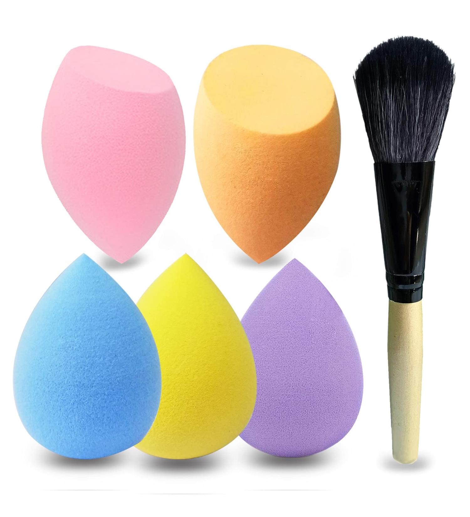 Mocarheri 5 Pcs Makeup Sponge Set Soft Sponge For Liquid Foundation Creams and Powders Latex Free Wet and Dry Makeup Sponge (Pink Orange Yellow Blue Purple) colorful - Buy Online on GoSupps.com