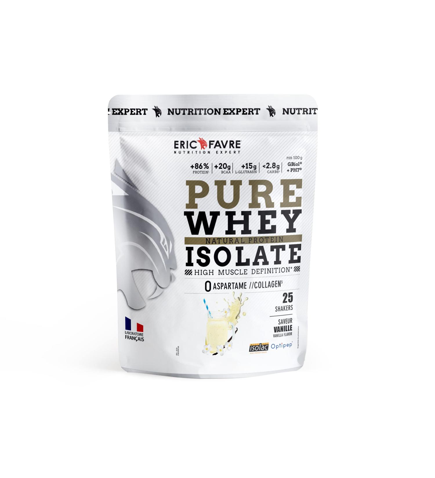 Pure Whey 100% ISOLATE Pure Whey Isolate Premium Natural Protein Strong Assimilation Muscle Development Bodybuilding Fitness French Laboratory Eric Favre Vanilla 750 g - Buy Online on GoSupps.com