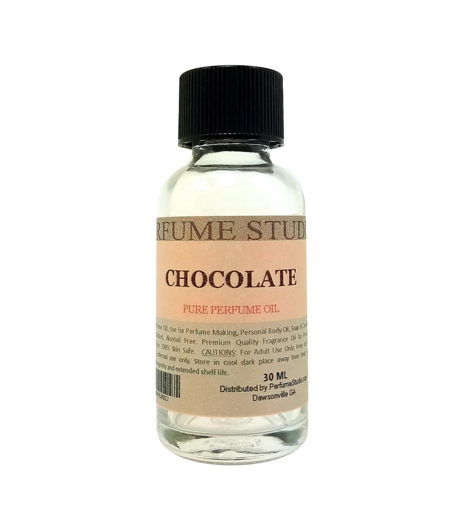 Chocolate Perfume Oil for Perfume Making Personal Body Oil Soap Candle Making & Incense Splash-On Clear Glass Bottle. Premium Quality Undiluted & Alcohol Free (1oz Chocolate Fragrance Oil)